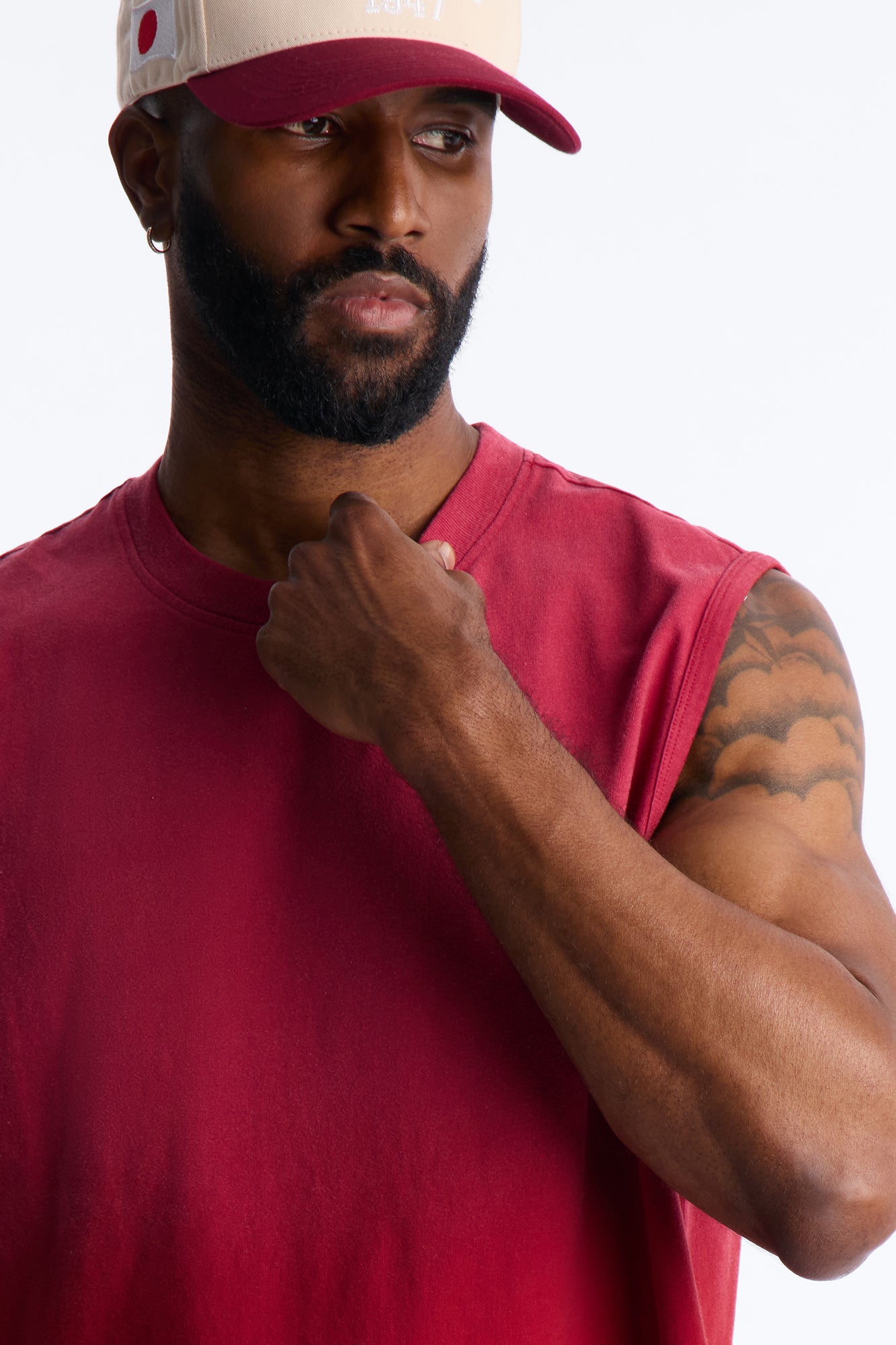 Washed Muscle Tee - Burgundy