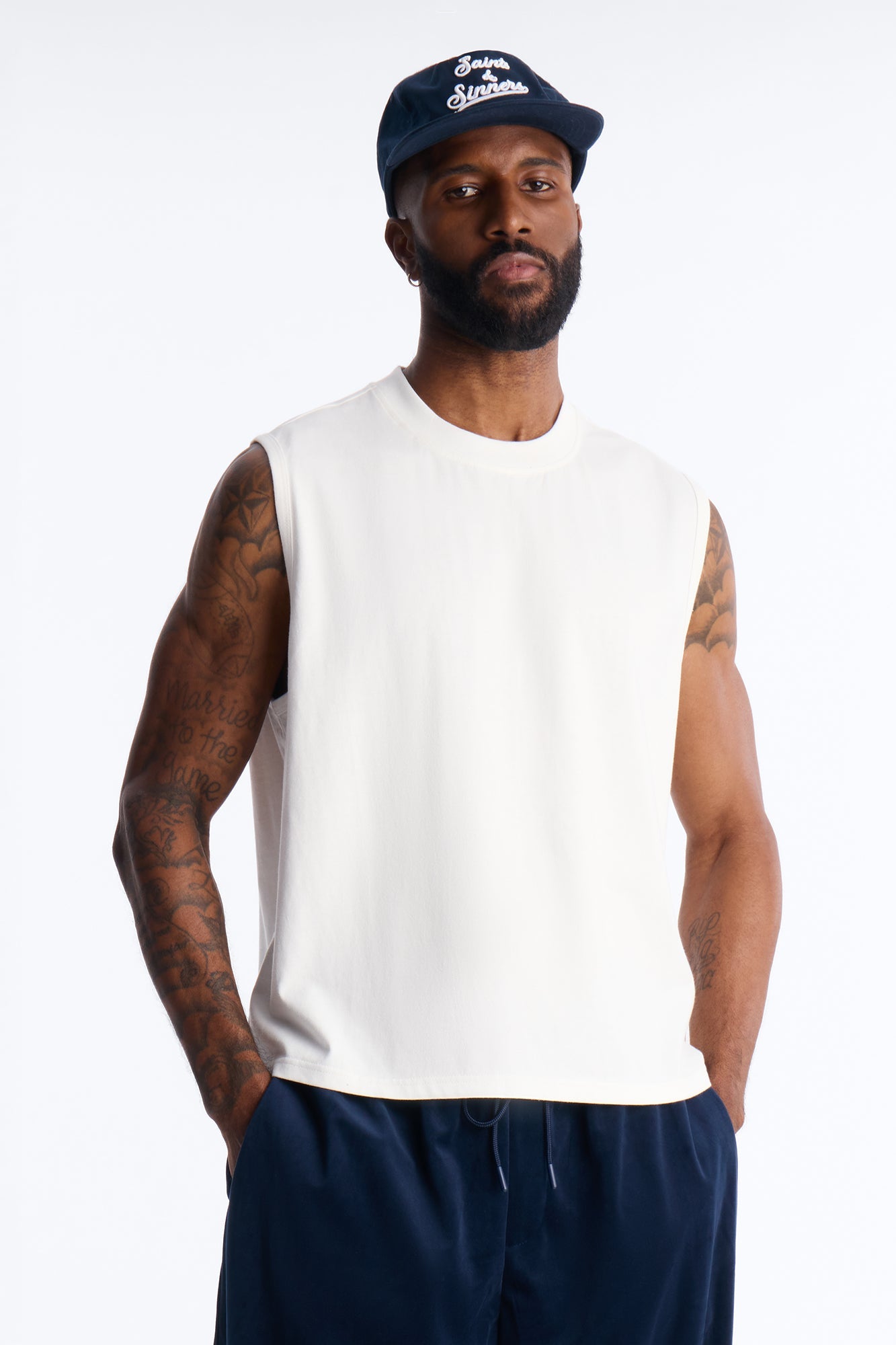 Cropped Muscle Tee - White