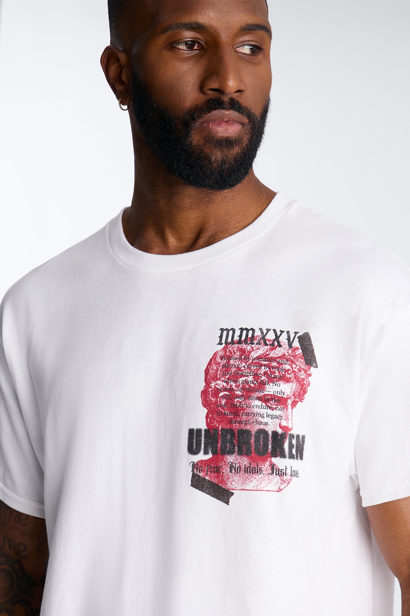 Unbroken And Focused Oversized Short Sleeve Tee - White