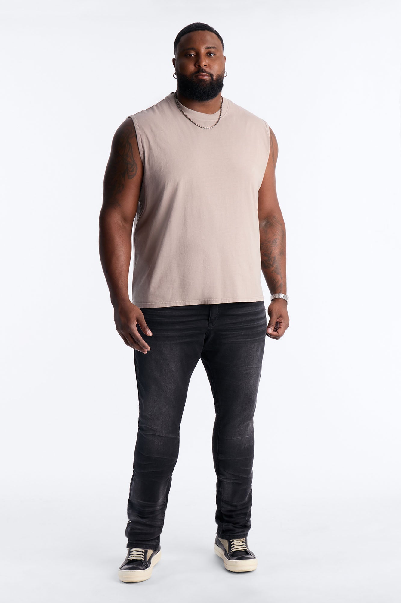 Cropped Muscle Tee - Taupe