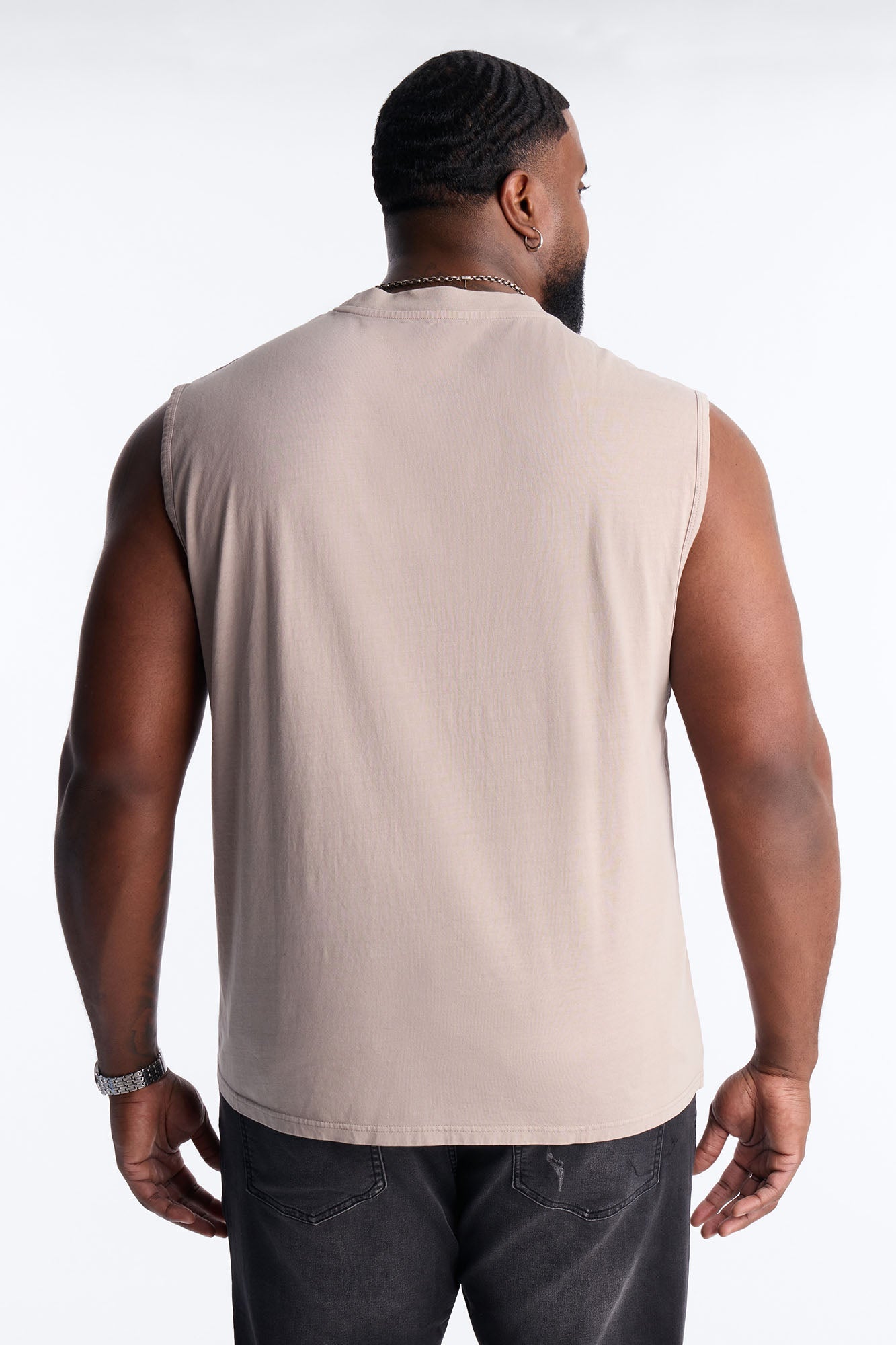 Cropped Muscle Tee - Taupe