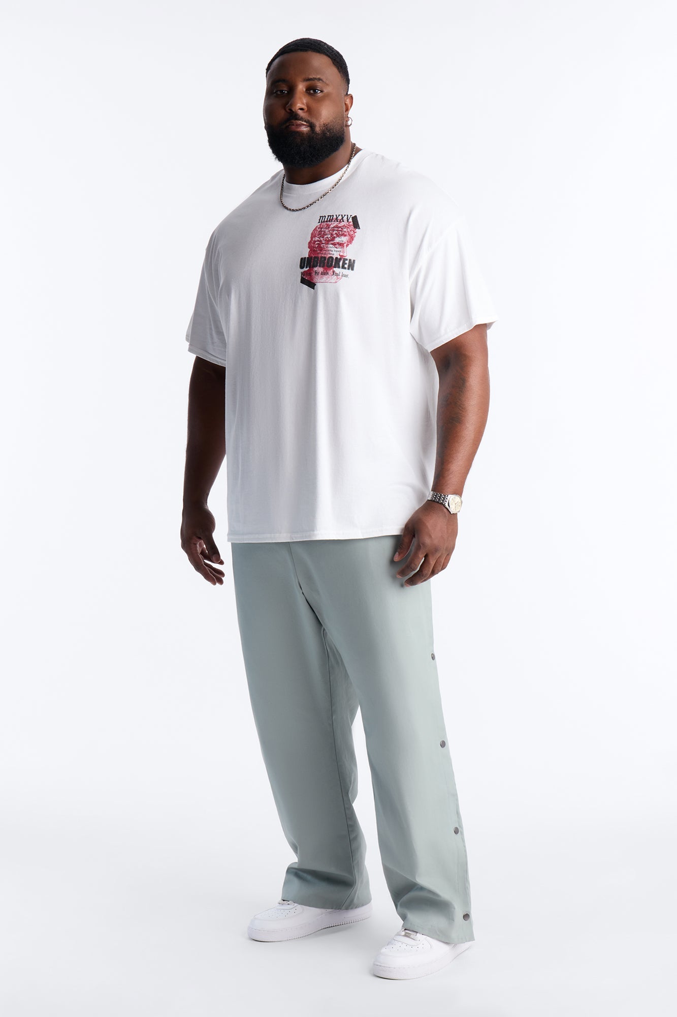 Straight Print Hint Studded Pant - Grey