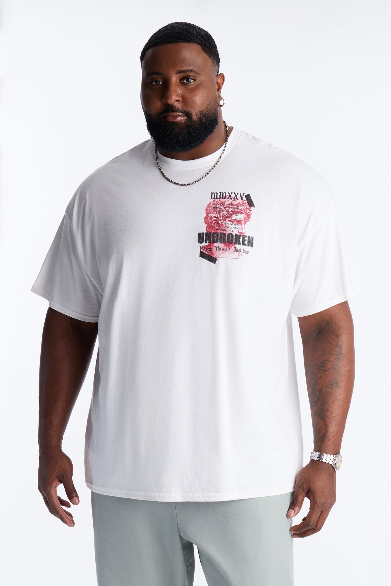 Unbroken And Focused Oversized Short Sleeve Tee - White