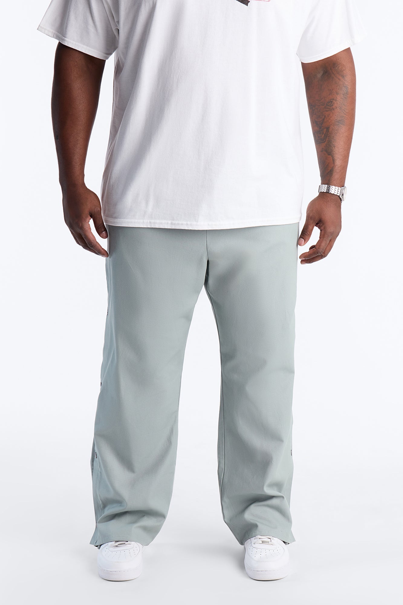Straight Print Hint Studded Pant - Grey