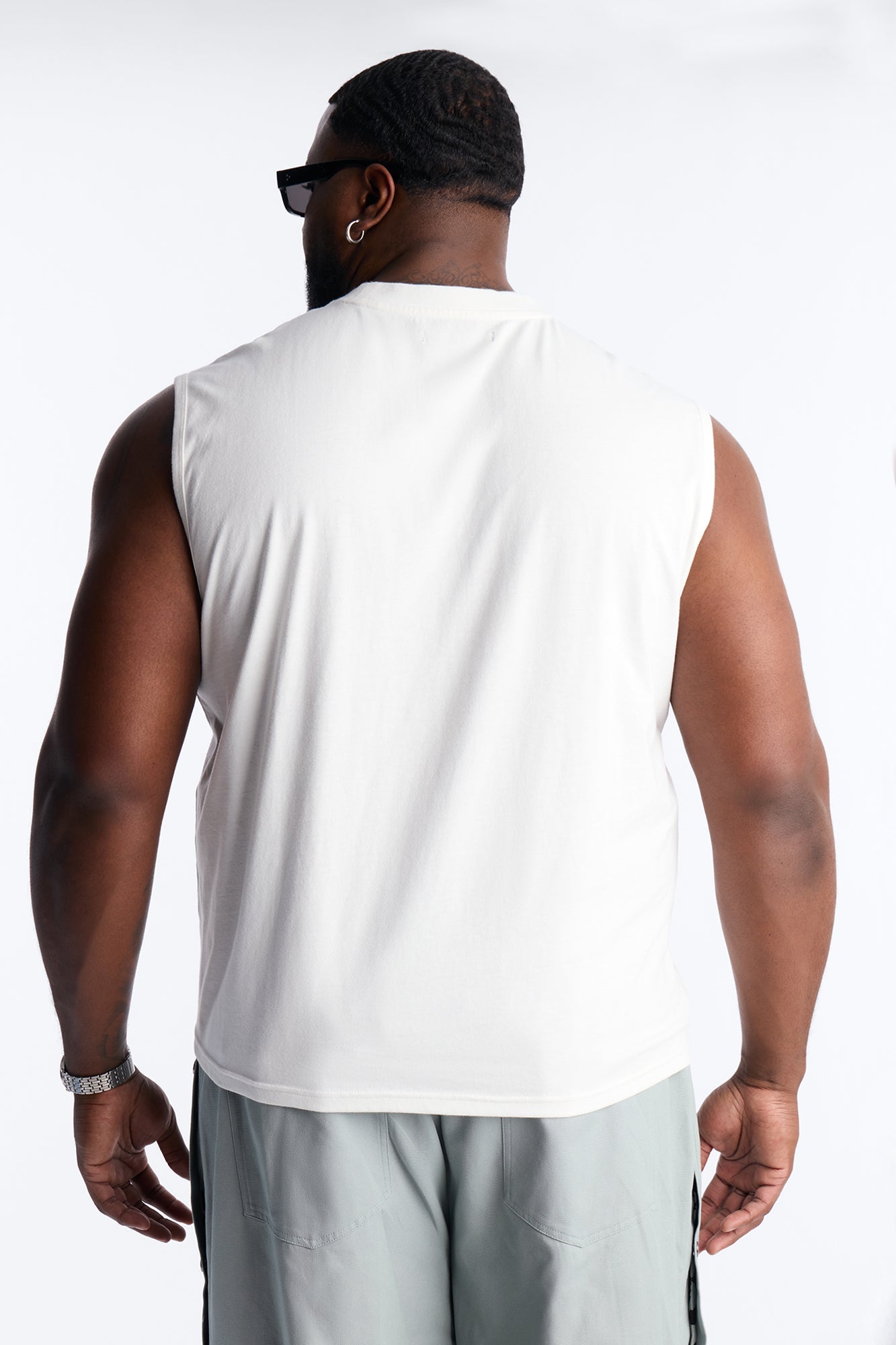 Cropped Muscle Tee - White