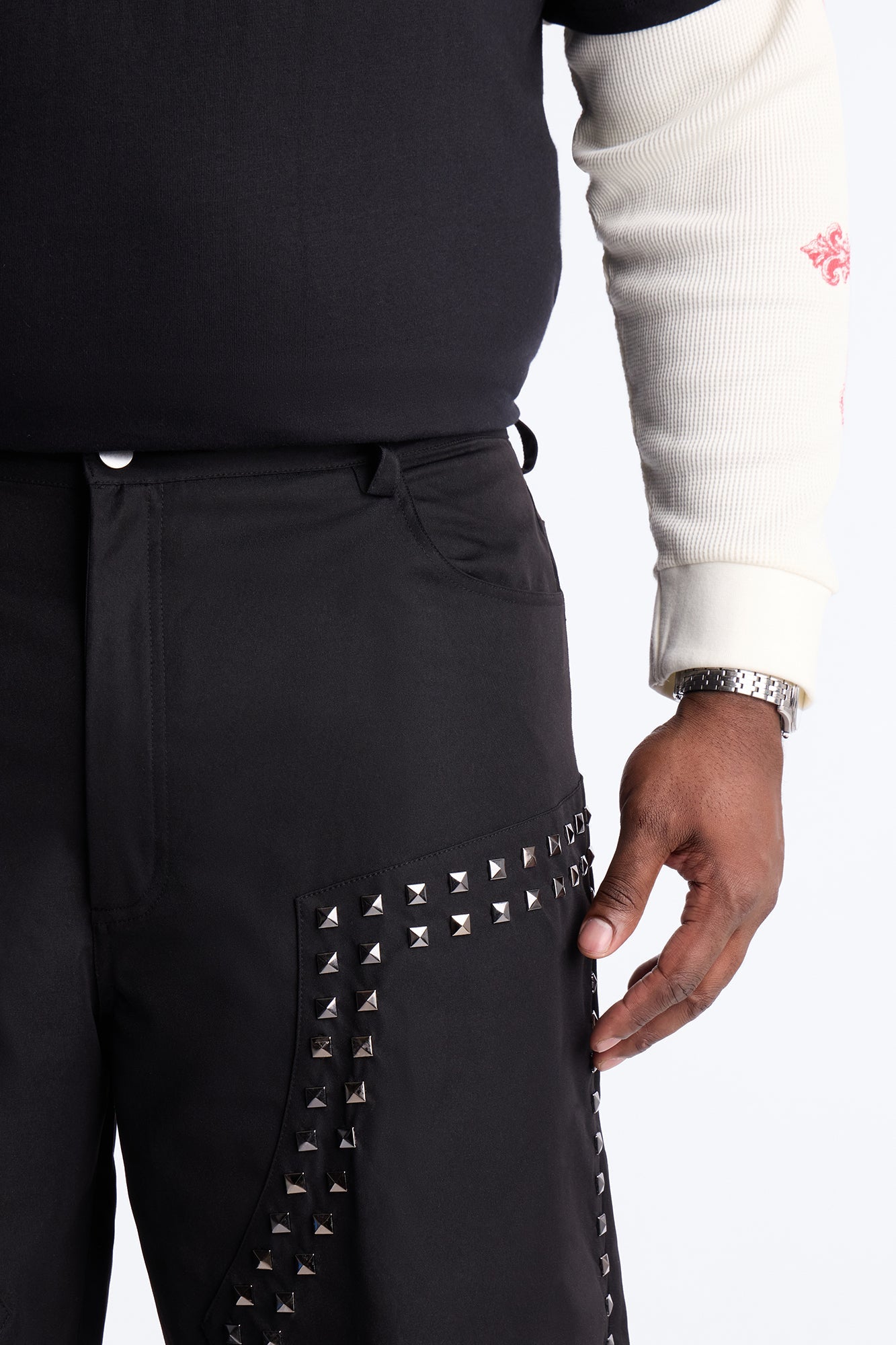 Baggy Silver Springs Studded Short - Black