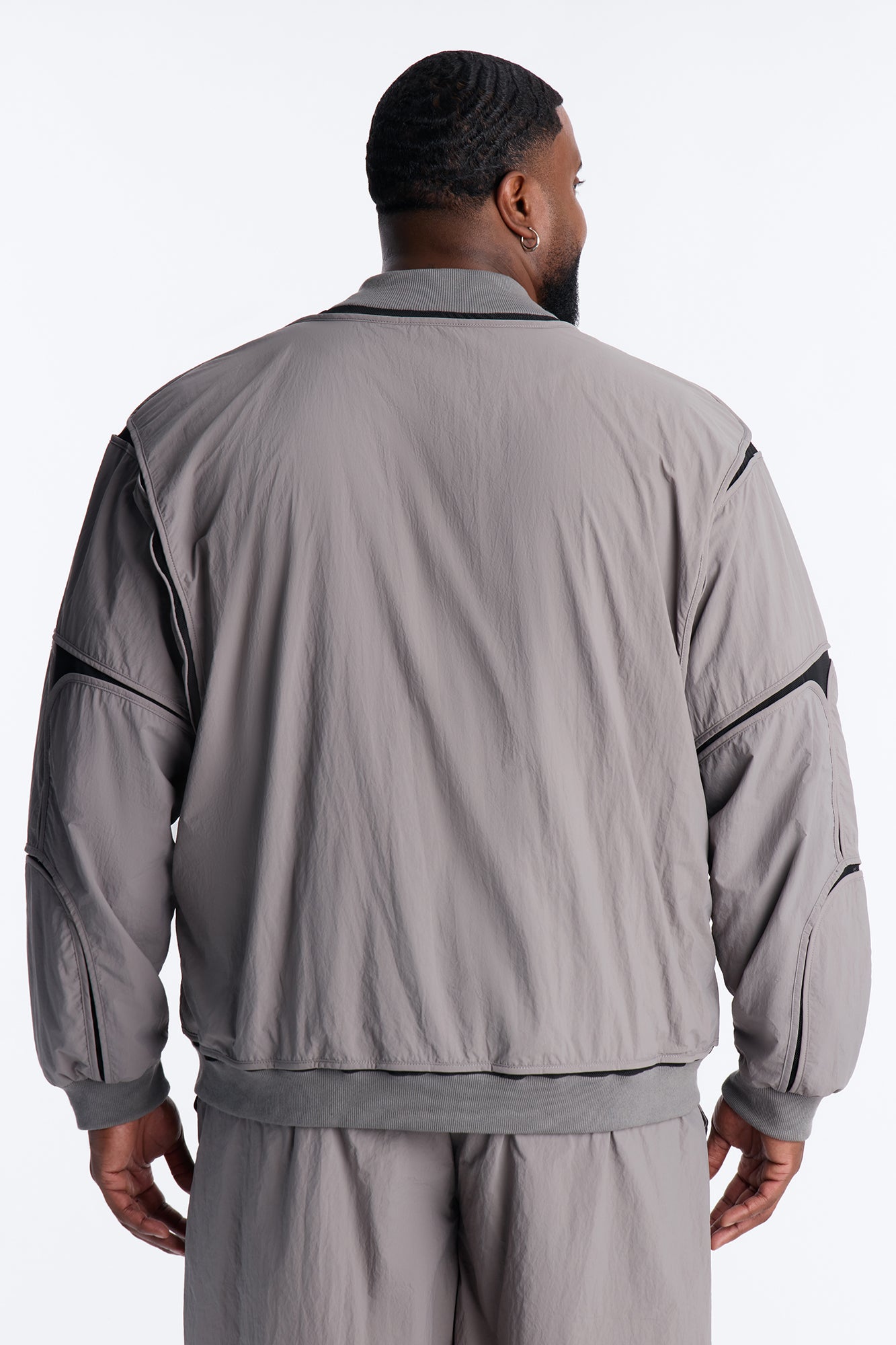 Courtside Mesh Paneled Bomber Jacket - Charcoal