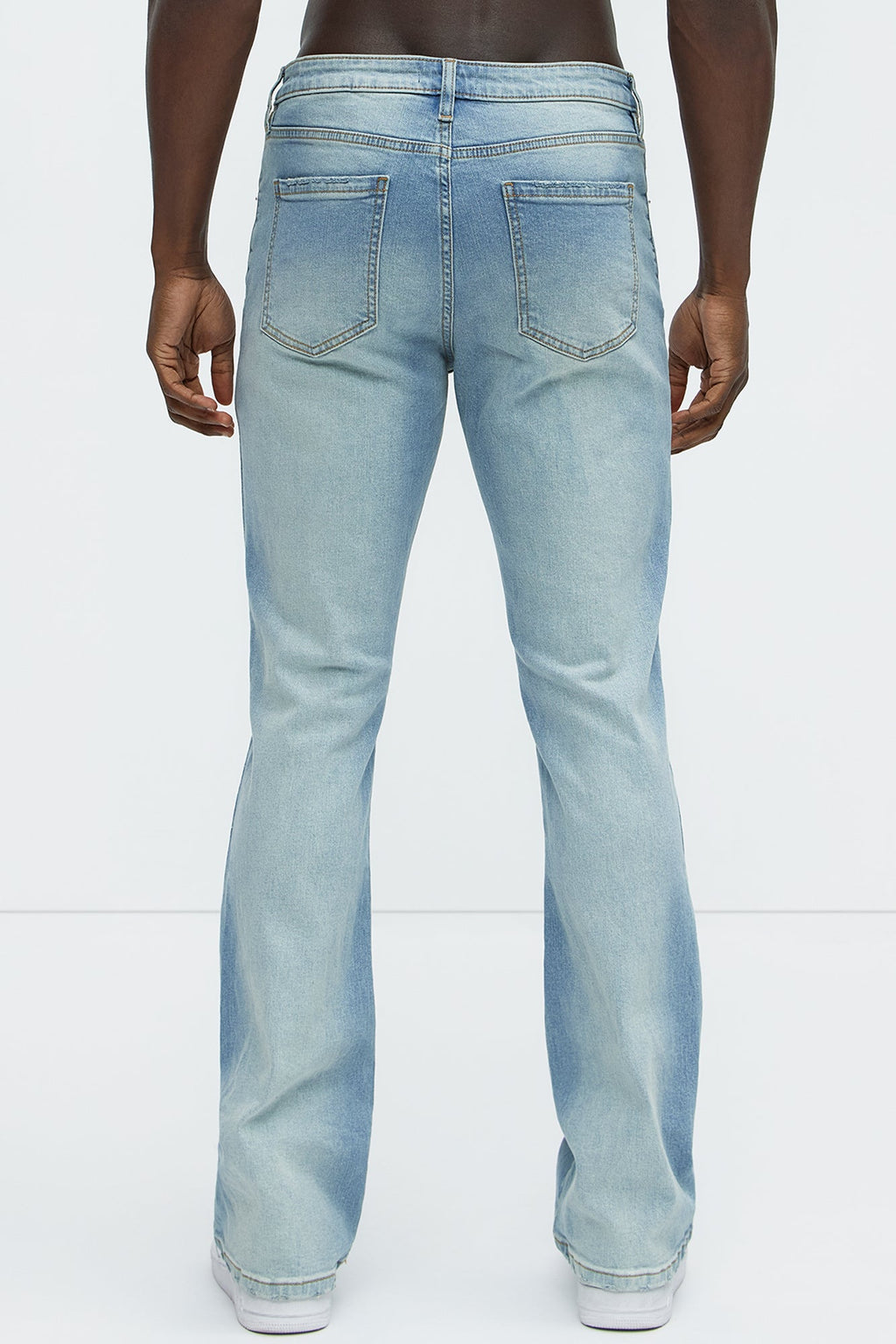 Take No L's Stacked Slim Flared Jeans - Medium Blue Wash