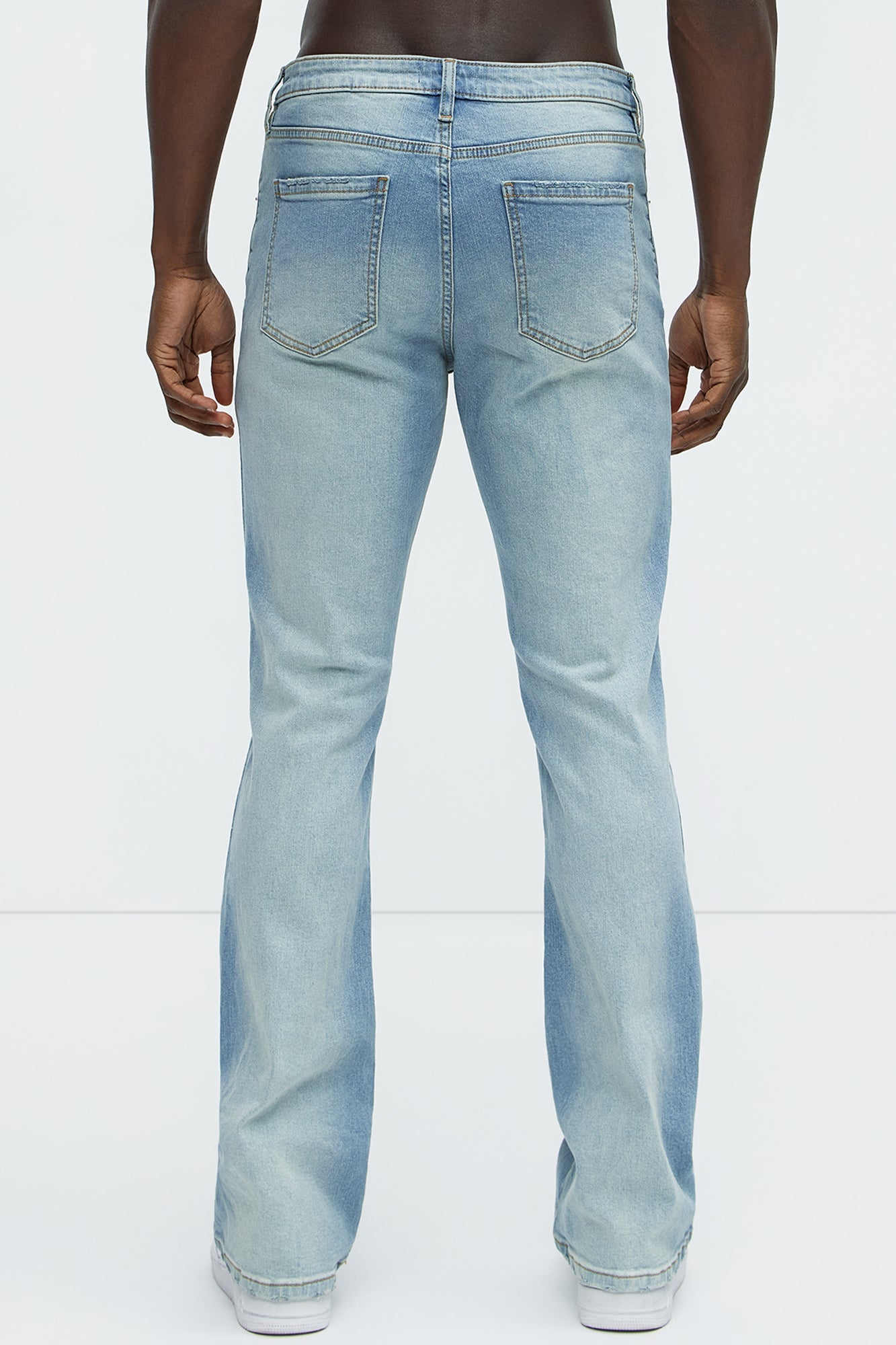 Take No L's Stacked Slim Flared Jeans - Medium Blue Wash