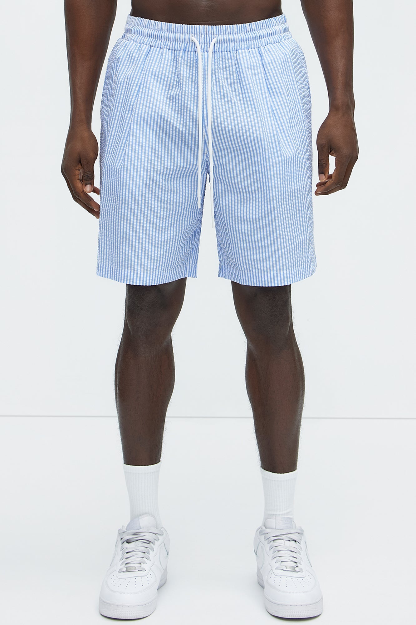 Seersucker Relaxed Shorts - Blue/combo