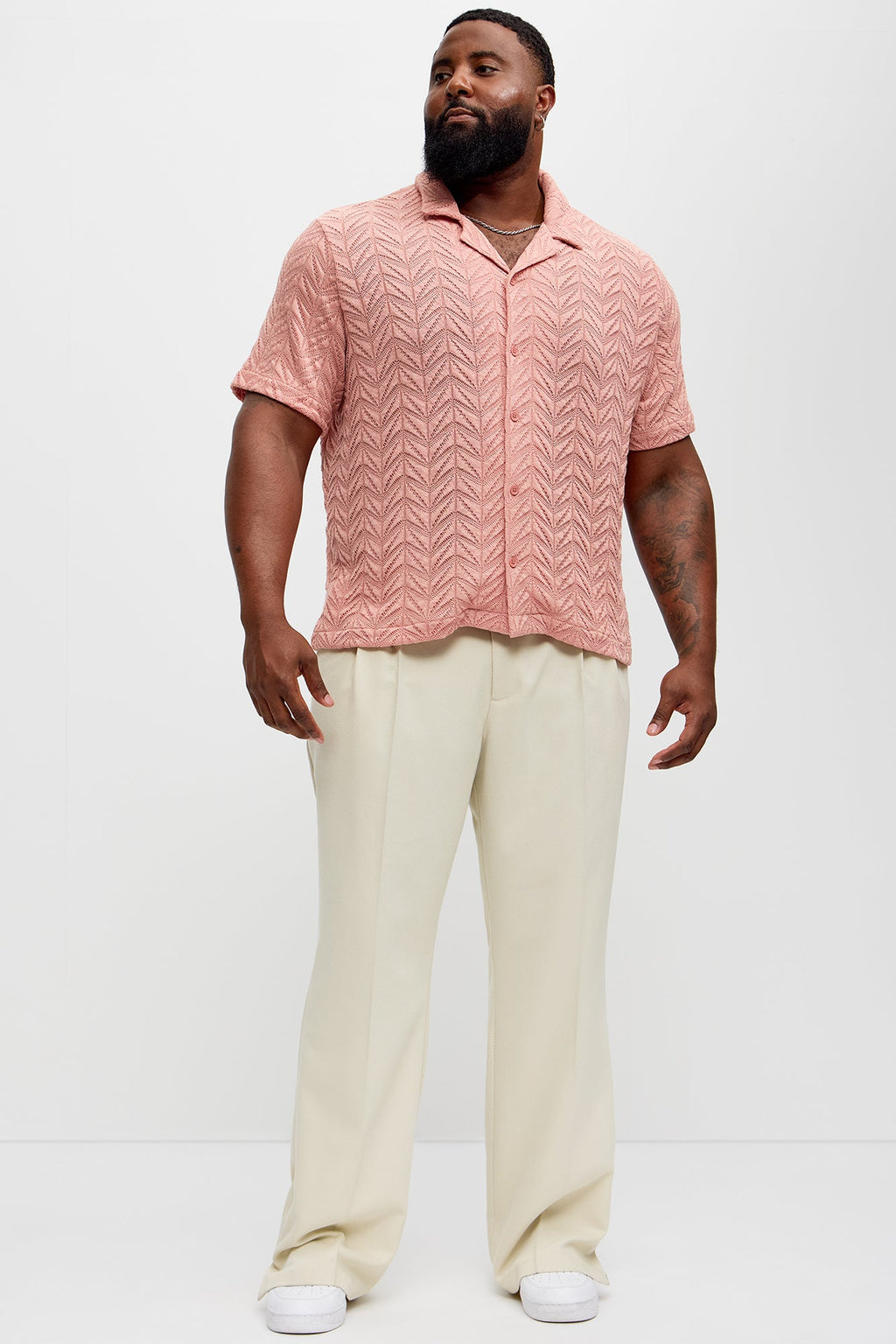 Bellvista Crochet Knitted Cuban Shirt - Pink