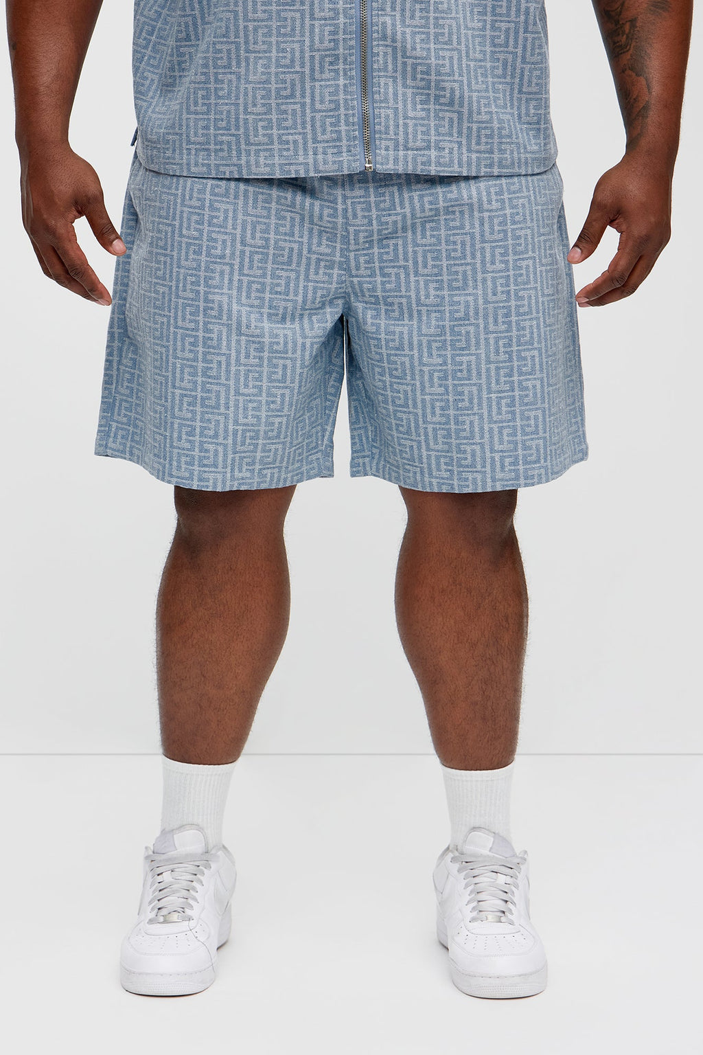 Fallon Jacquard Relaxed Shorts - Blue