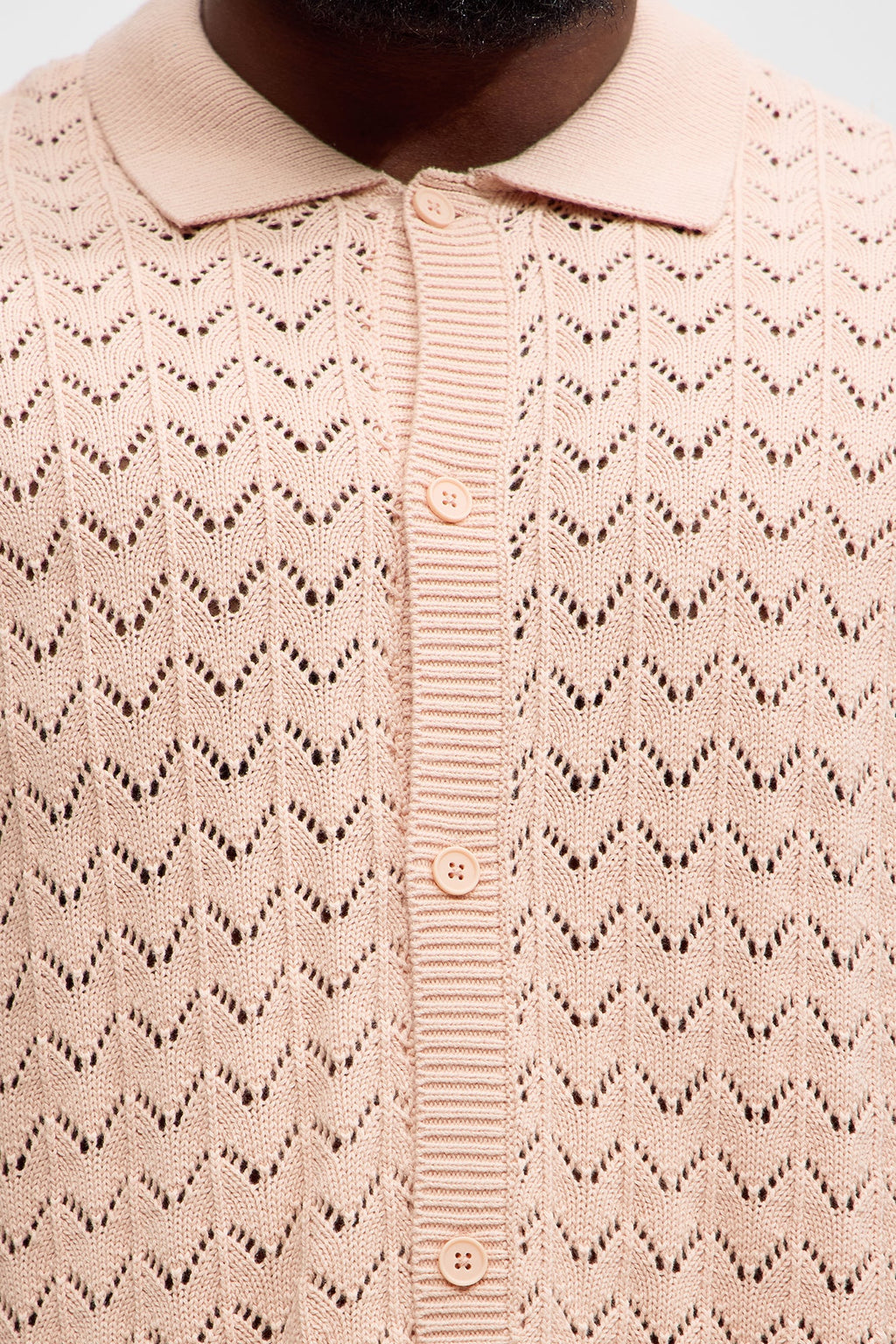 Waterfall Texture Open Knit Shirt - Mauve
