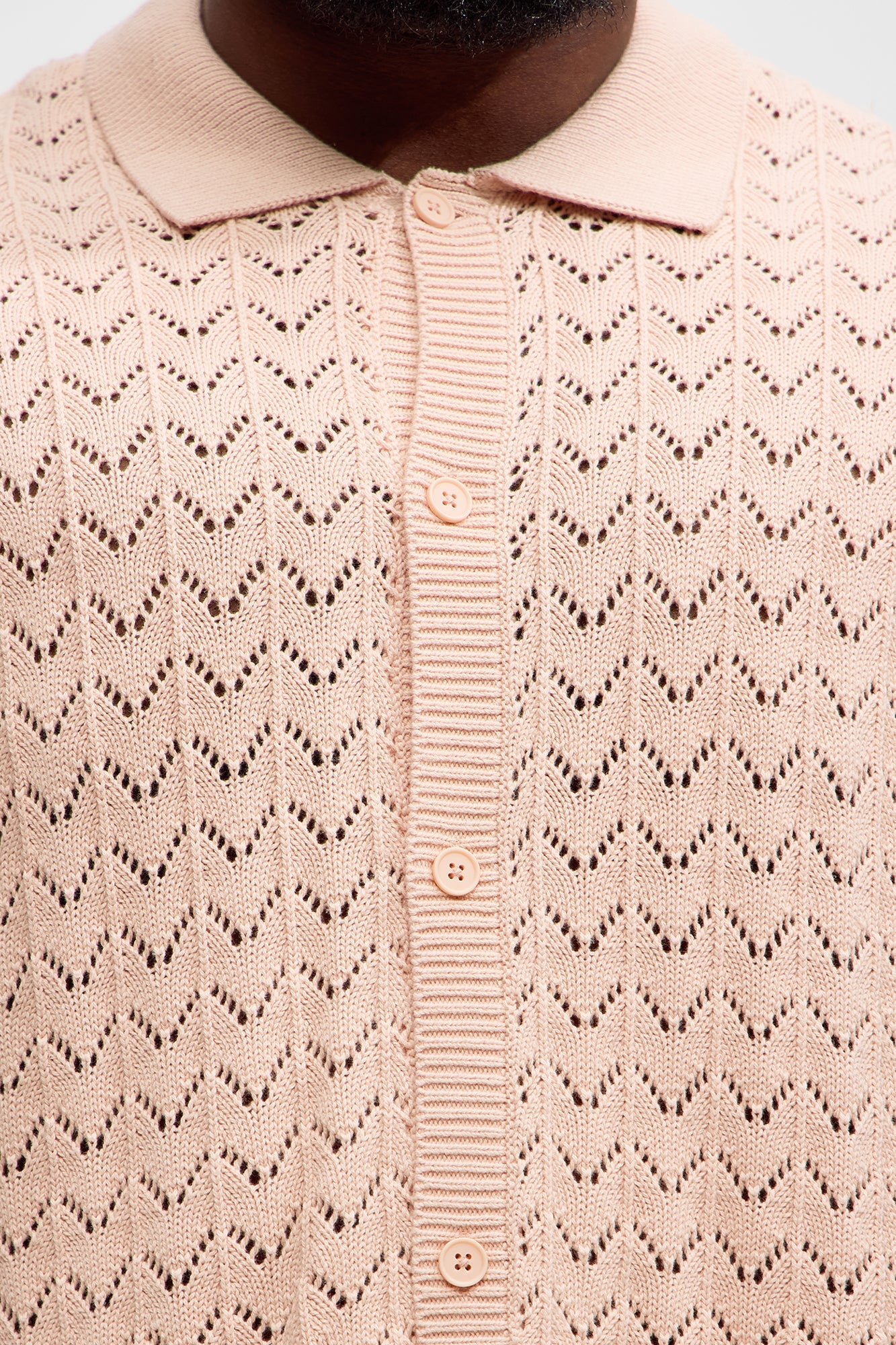 Waterfall Texture Open Knit Shirt - Mauve