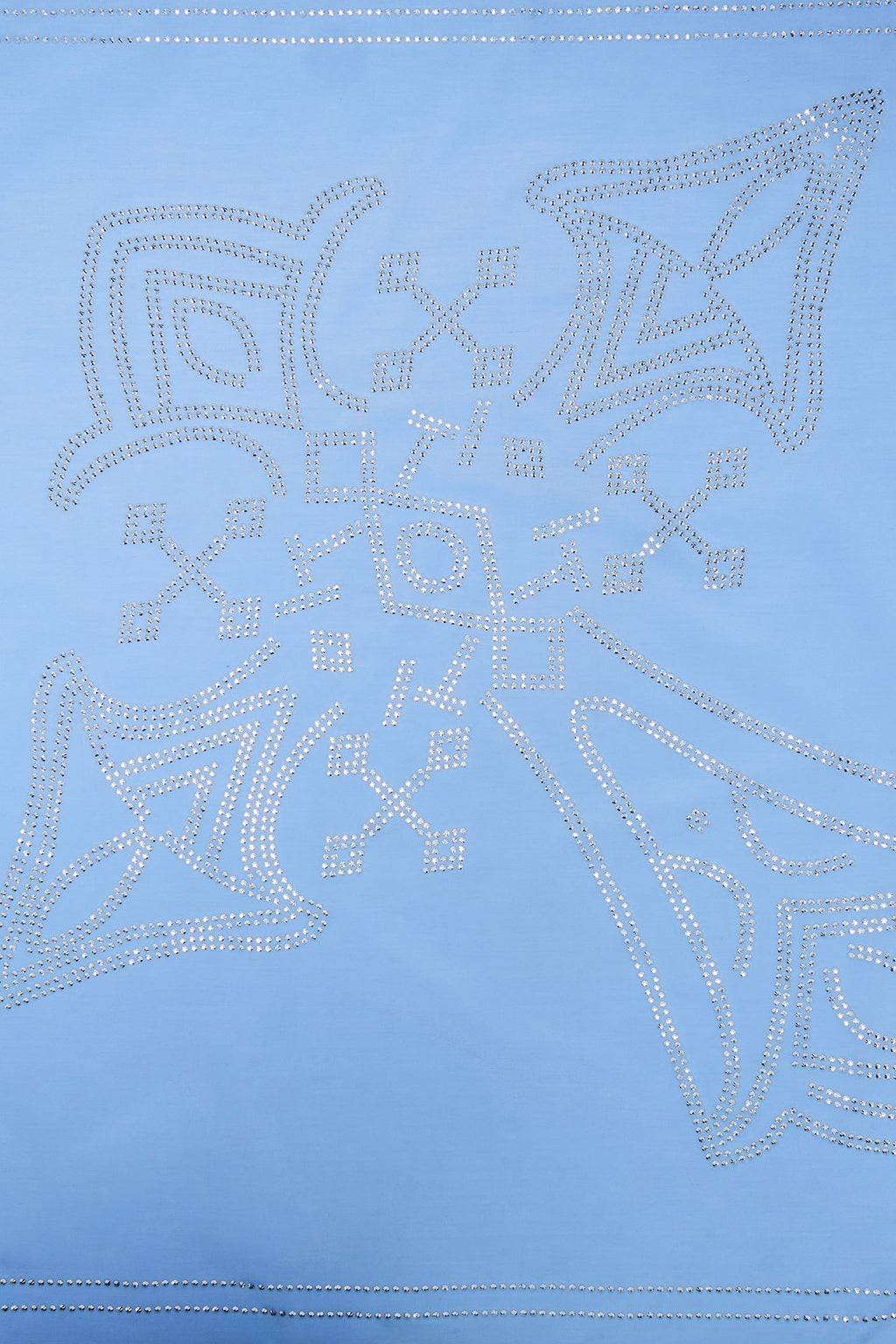 Rhinestone Cross Graphic Large Bandana - Light Blue