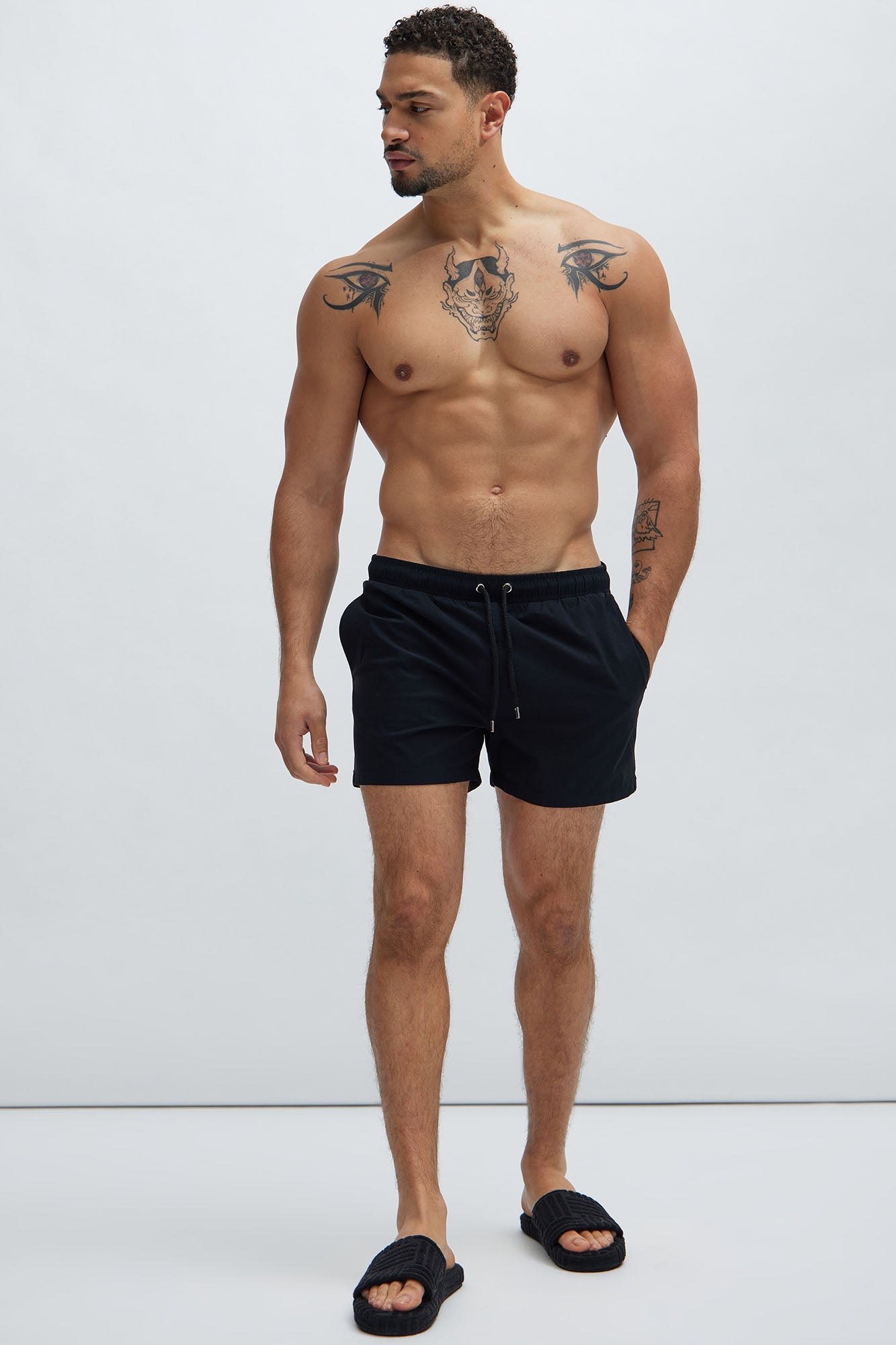 Montez Stretch Swim Trunk 4″ - Black