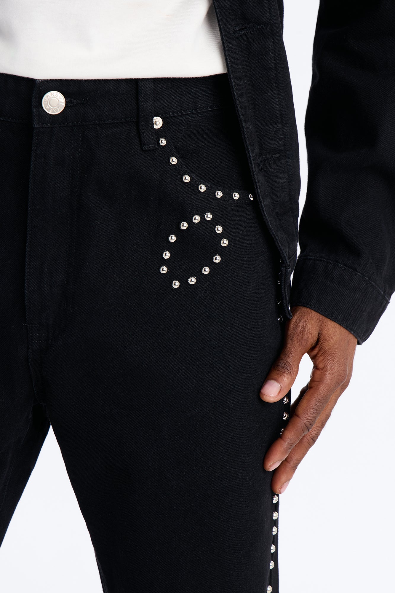 Stacked Slim Flare Iron Outlaw Slit Jean - Black