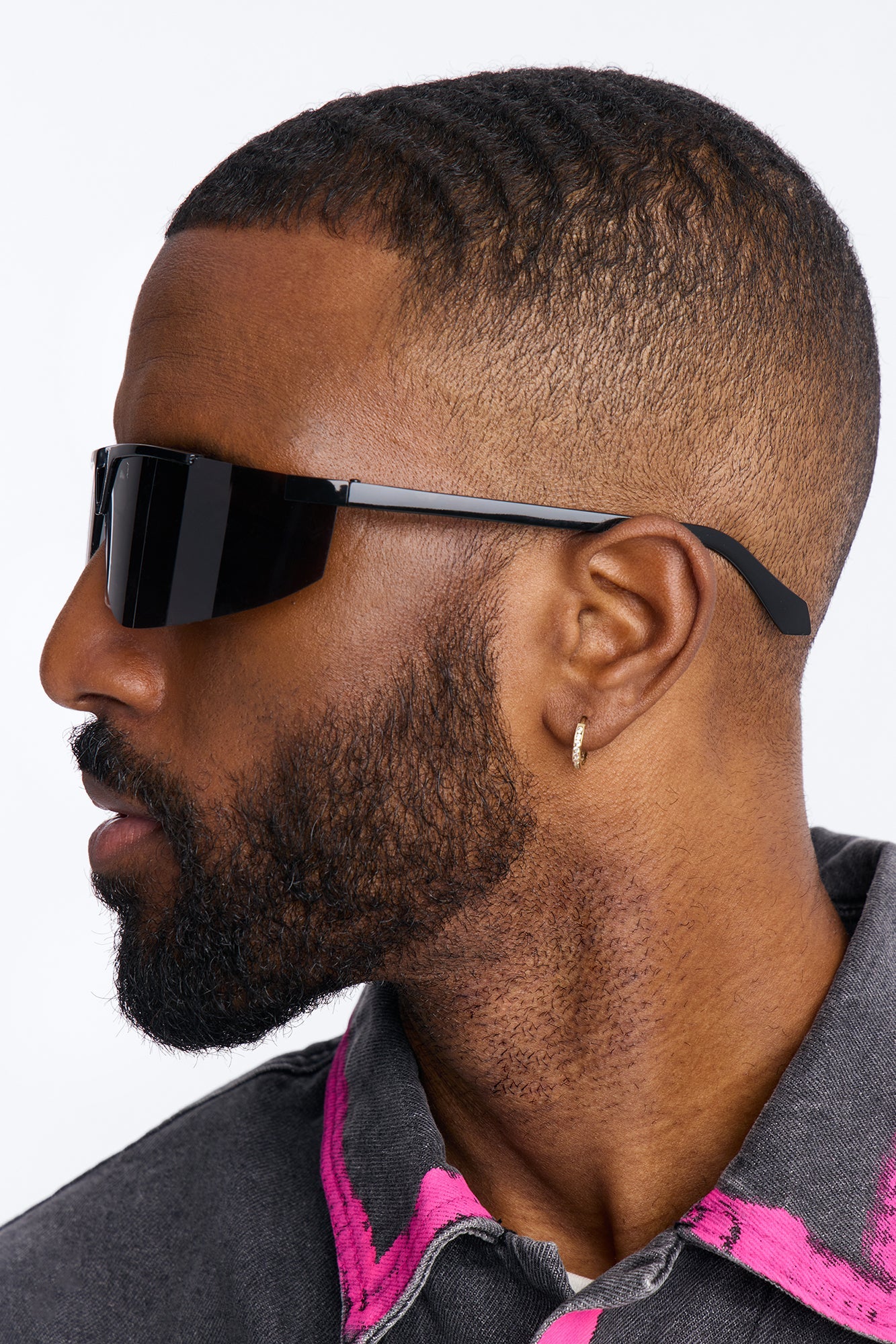 High End Wrapped Aviator Metal Sunglasses - Black
