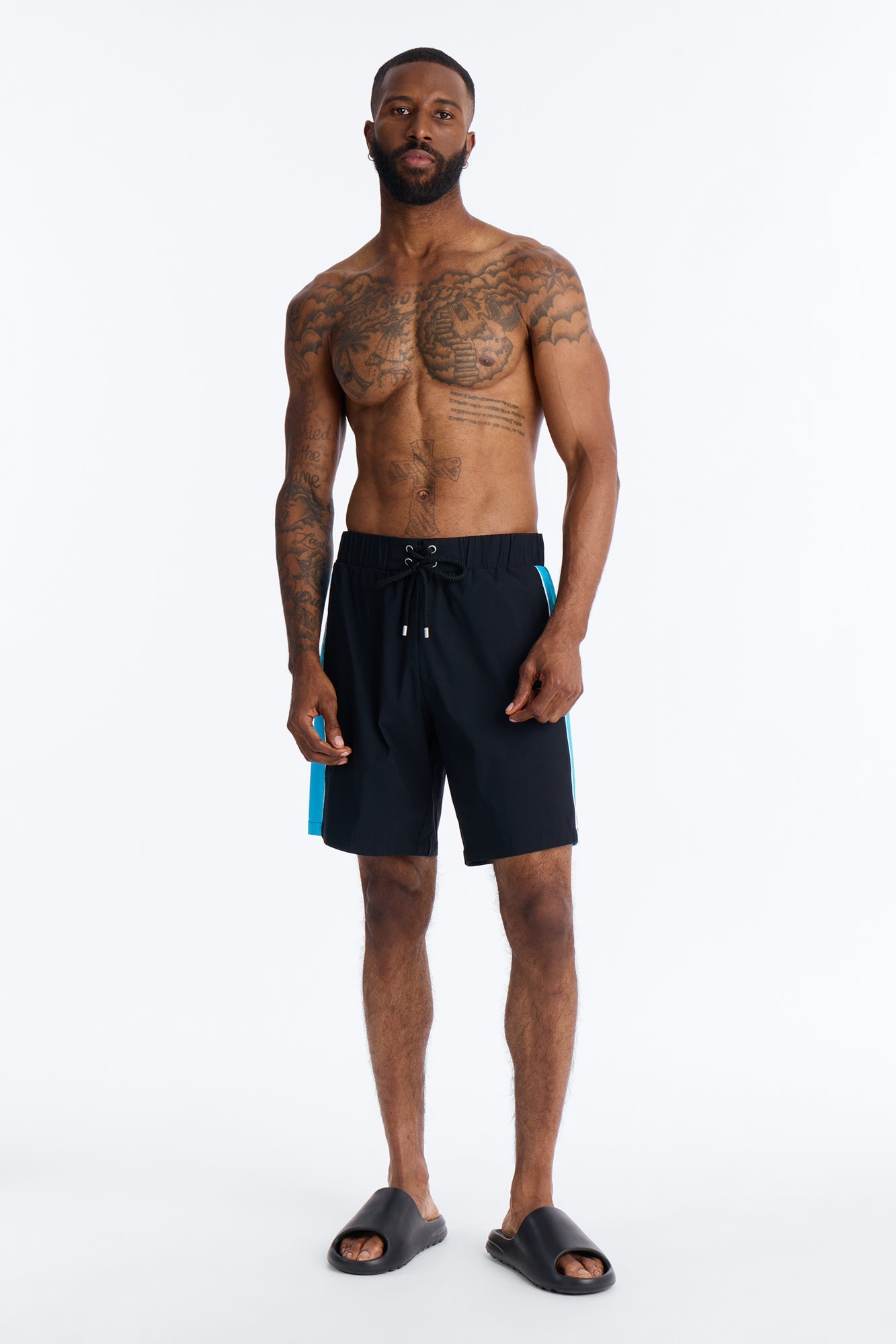 Everyday Stretch Paneled Boardshorts 9″ - Black/Blue