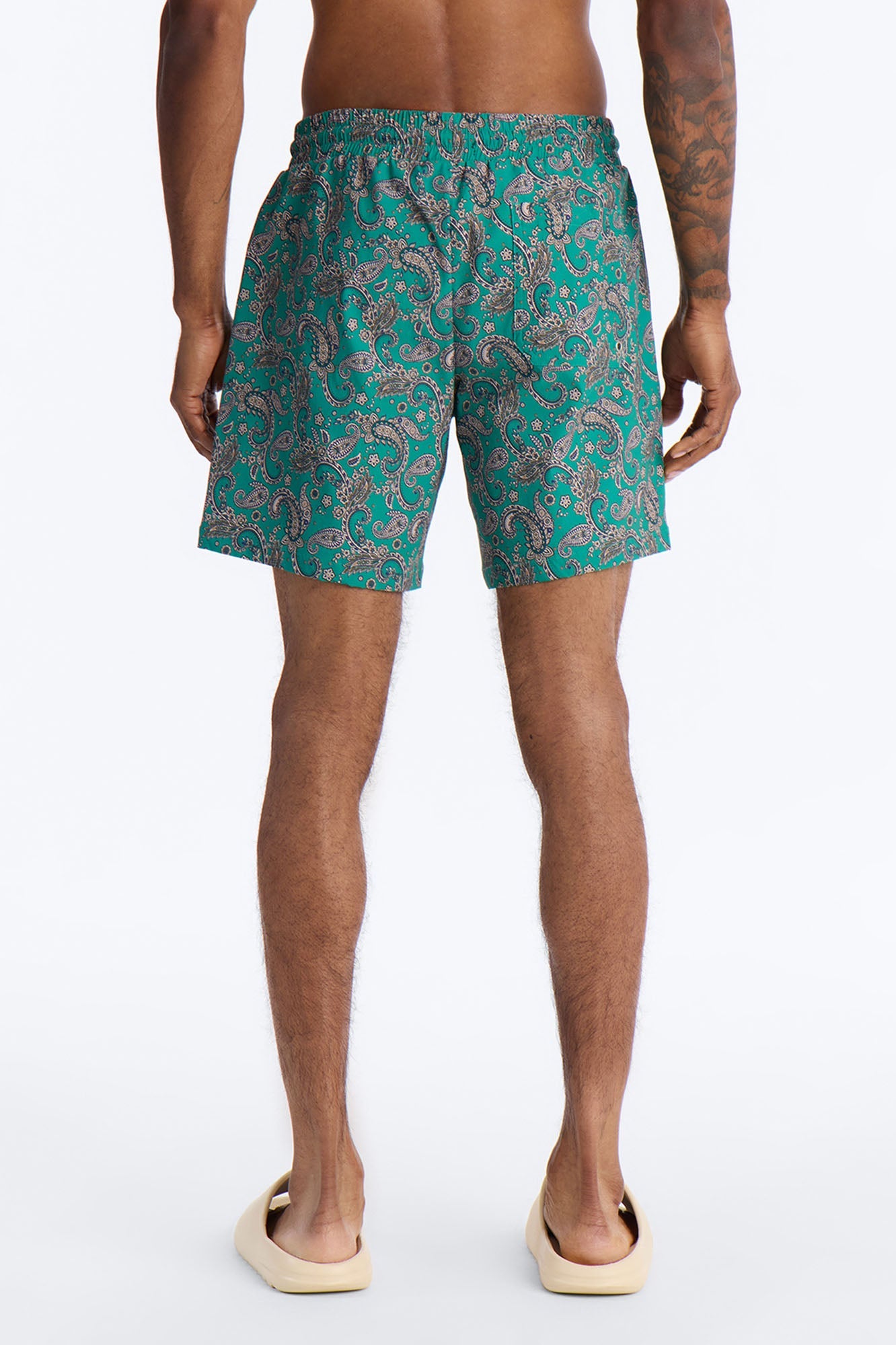 Paisley Elevated Printed Swim Trunk 7″ - Teal