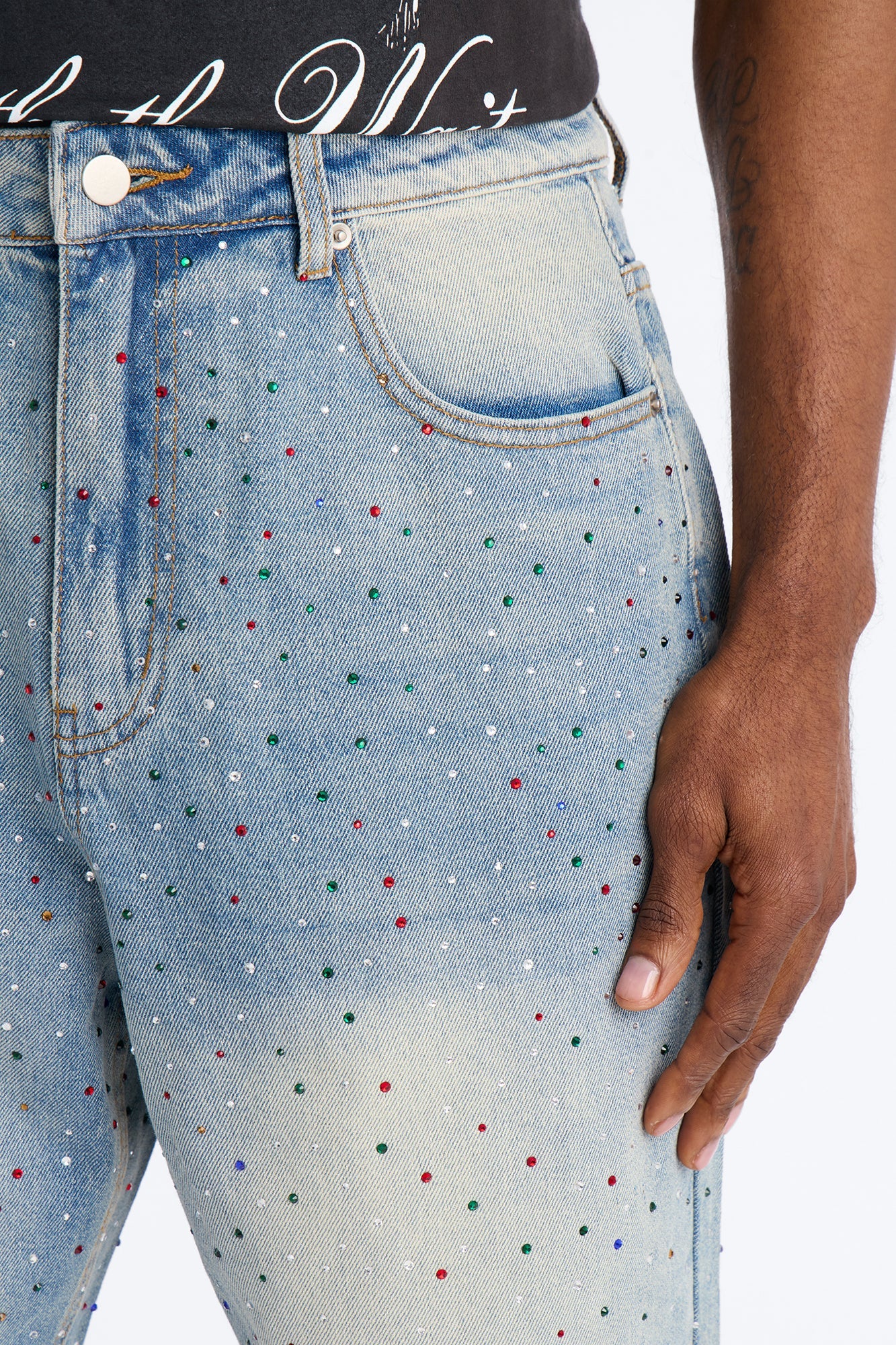 Diamond Dust Baggy Jean - Medium Blue Wash