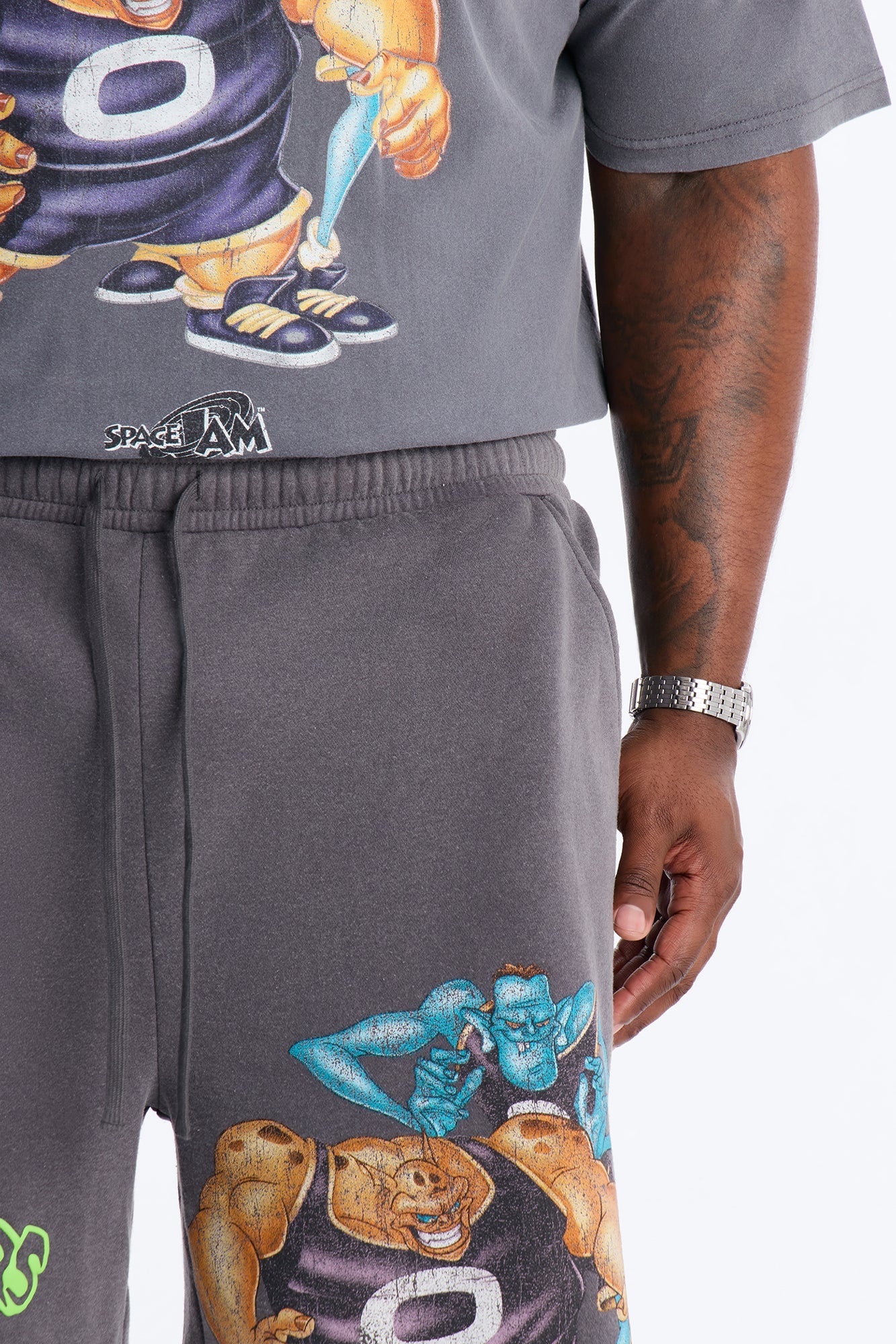 Space Jam Monstars Duo Puff Print Sweat Shorts - Charcoal