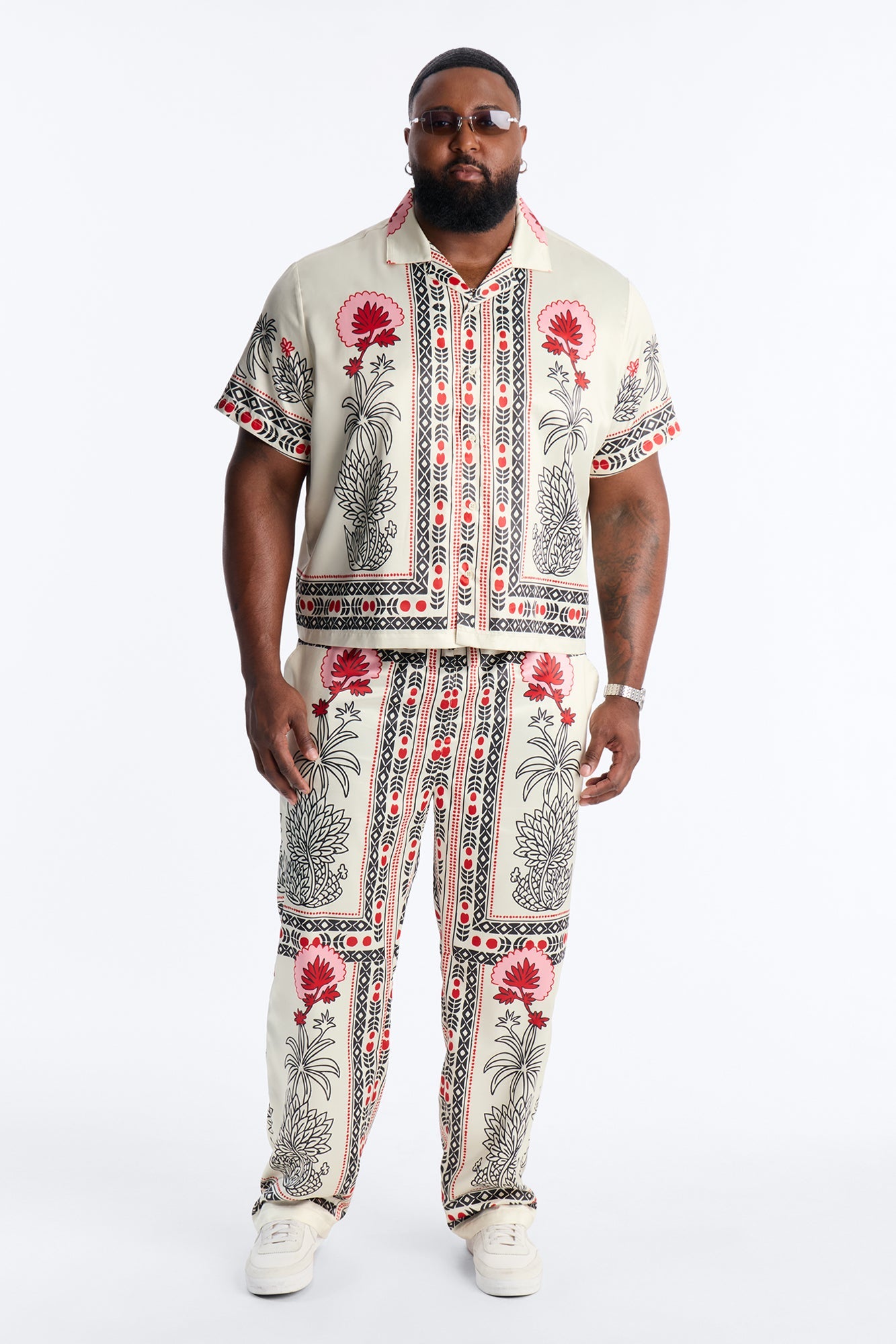 Patras Cuban Collar Button Up Shirt - White