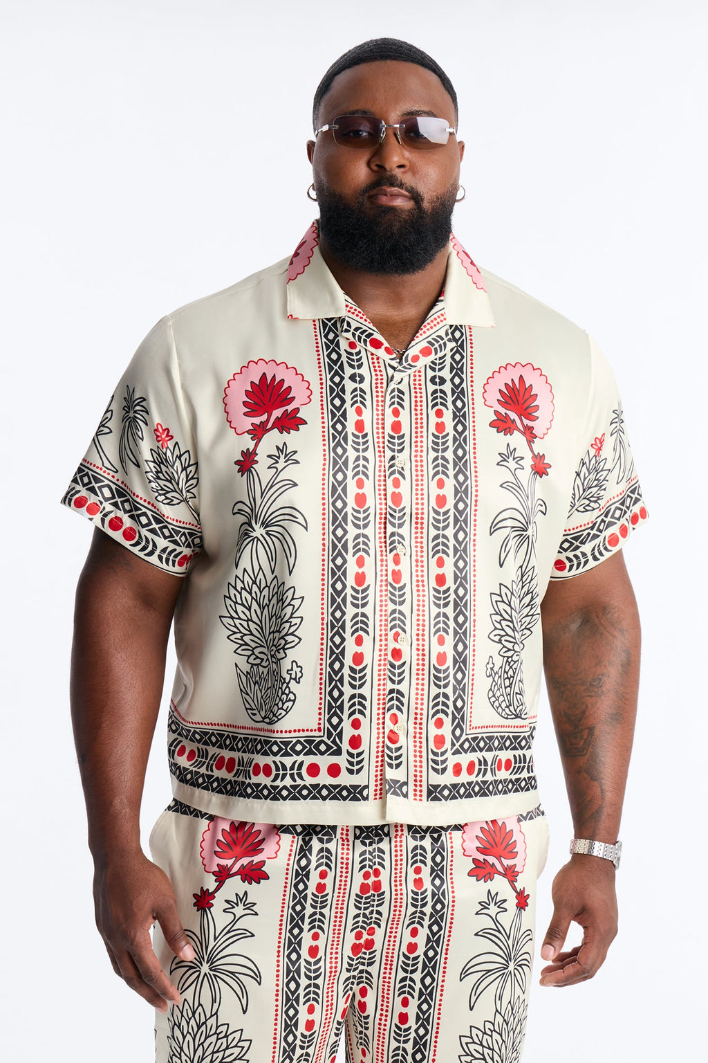 Patras Cuban Collar Button Up Shirt - White