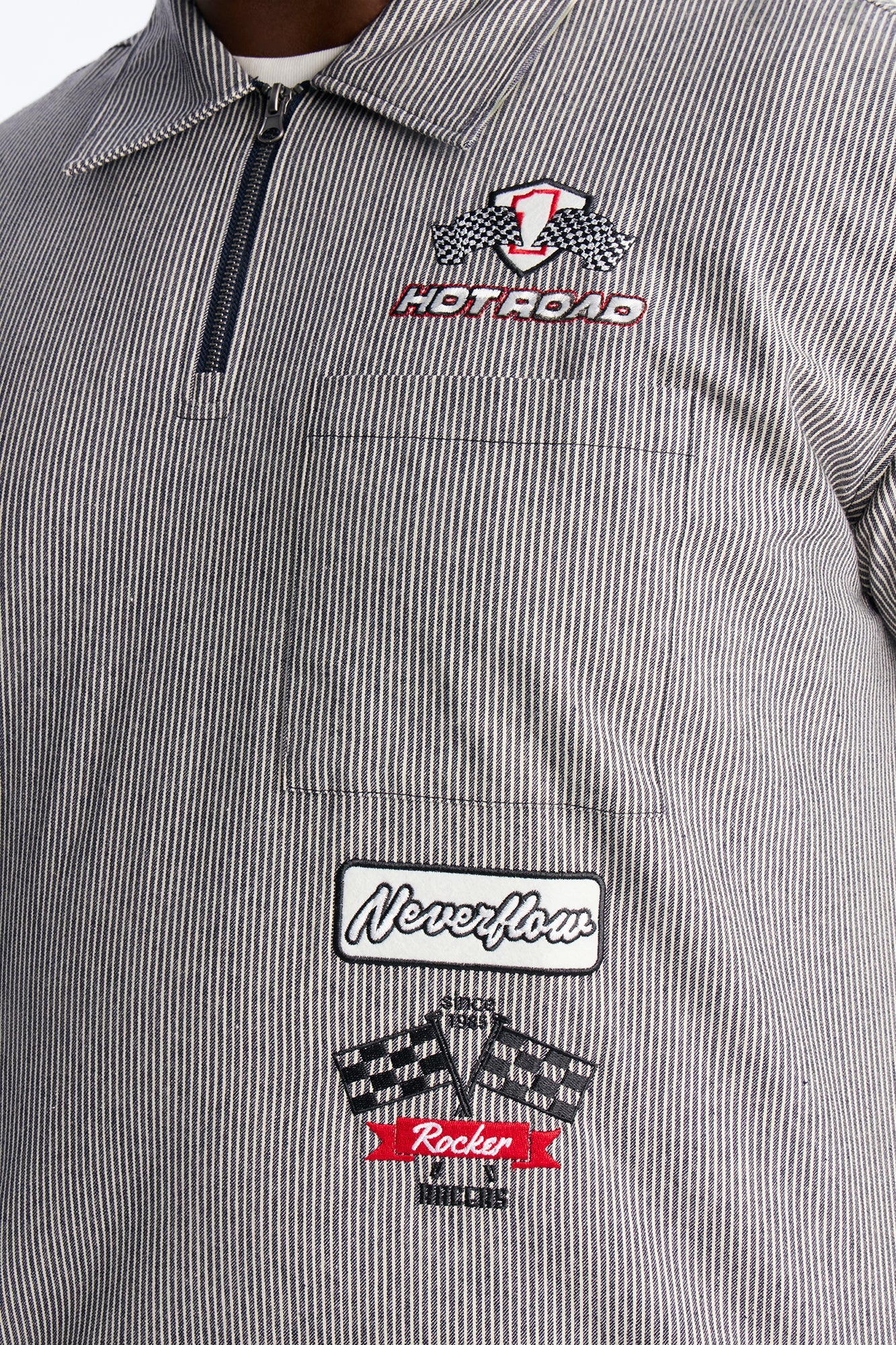 Hot Road Quarter Zip Short Sleeve Polo - Grey
