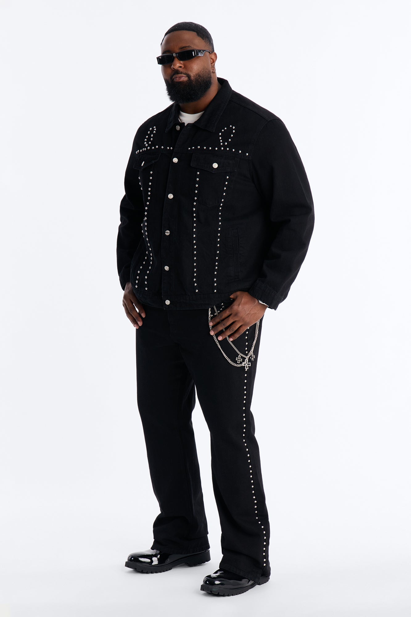 Stacked Slim Flare Iron Outlaw Slit Jean - Black