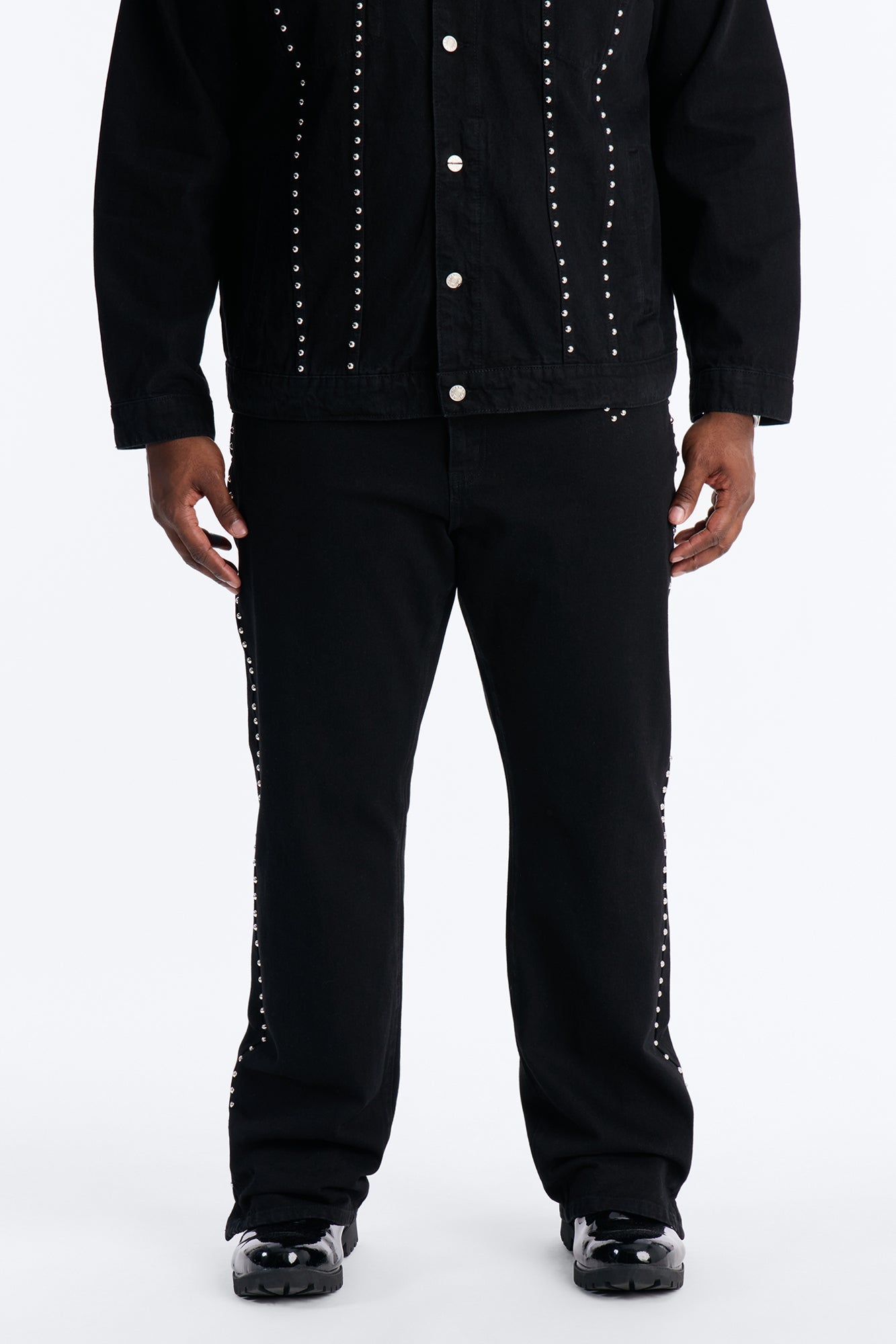Stacked Slim Flare Iron Outlaw Slit Jean - Black