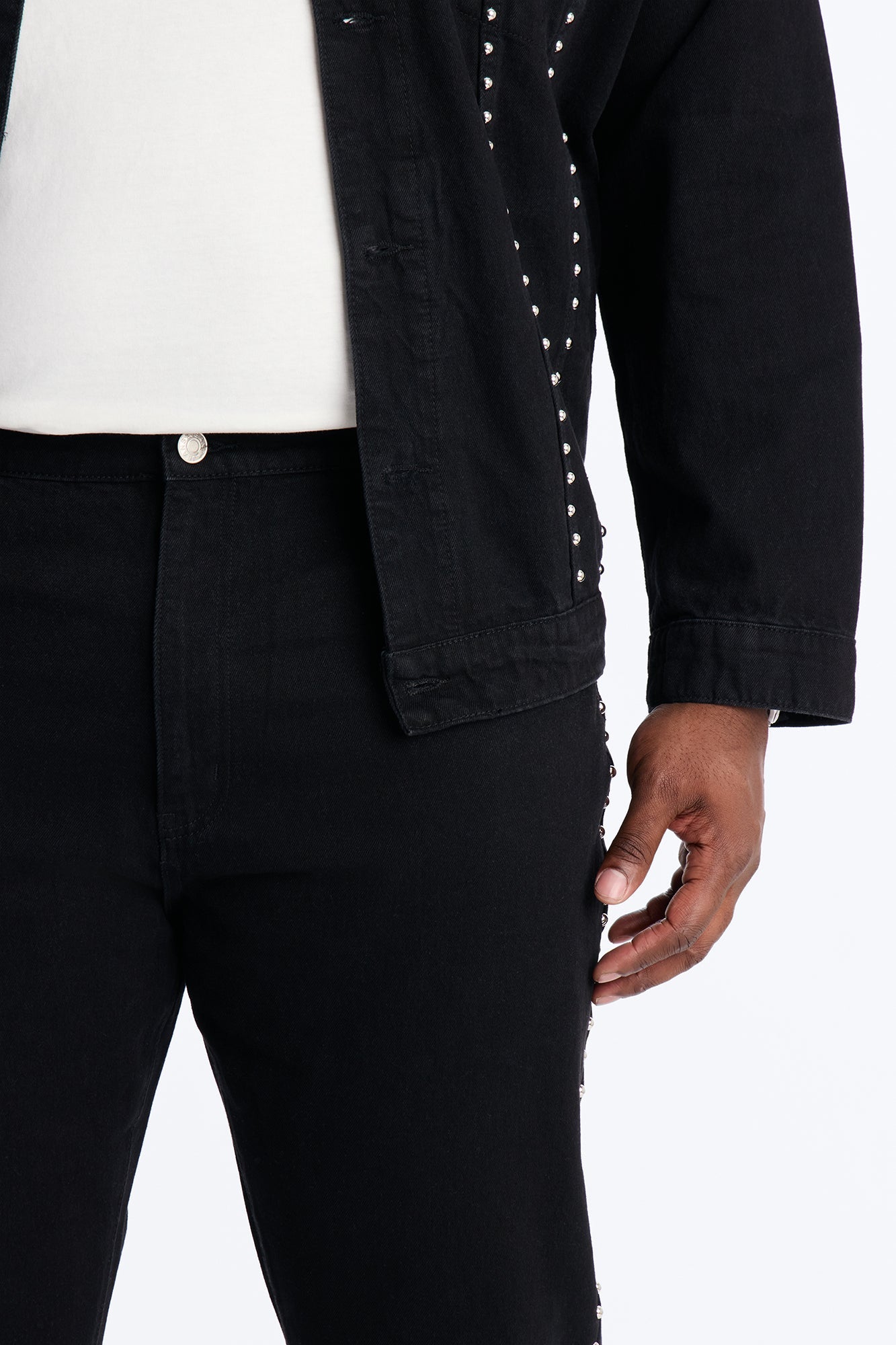 Stacked Slim Flare Iron Outlaw Slit Jean - Black