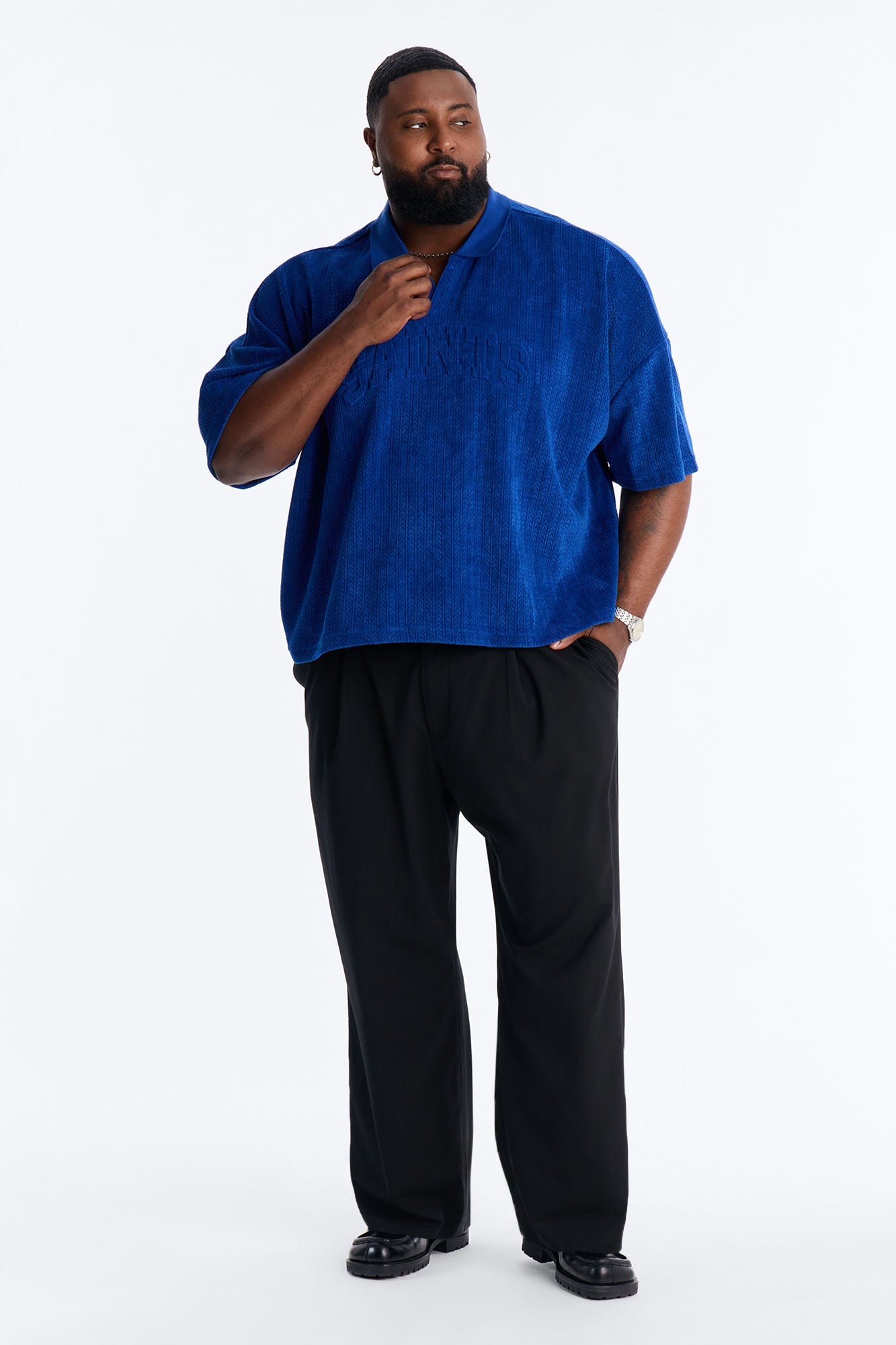 Boxy Cropped Lexington Saints Johnny Collar Polo - Blue