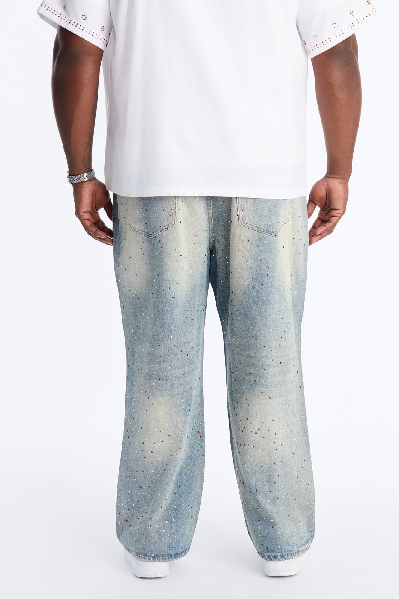 Diamond Dust Baggy Jean - Medium Blue Wash