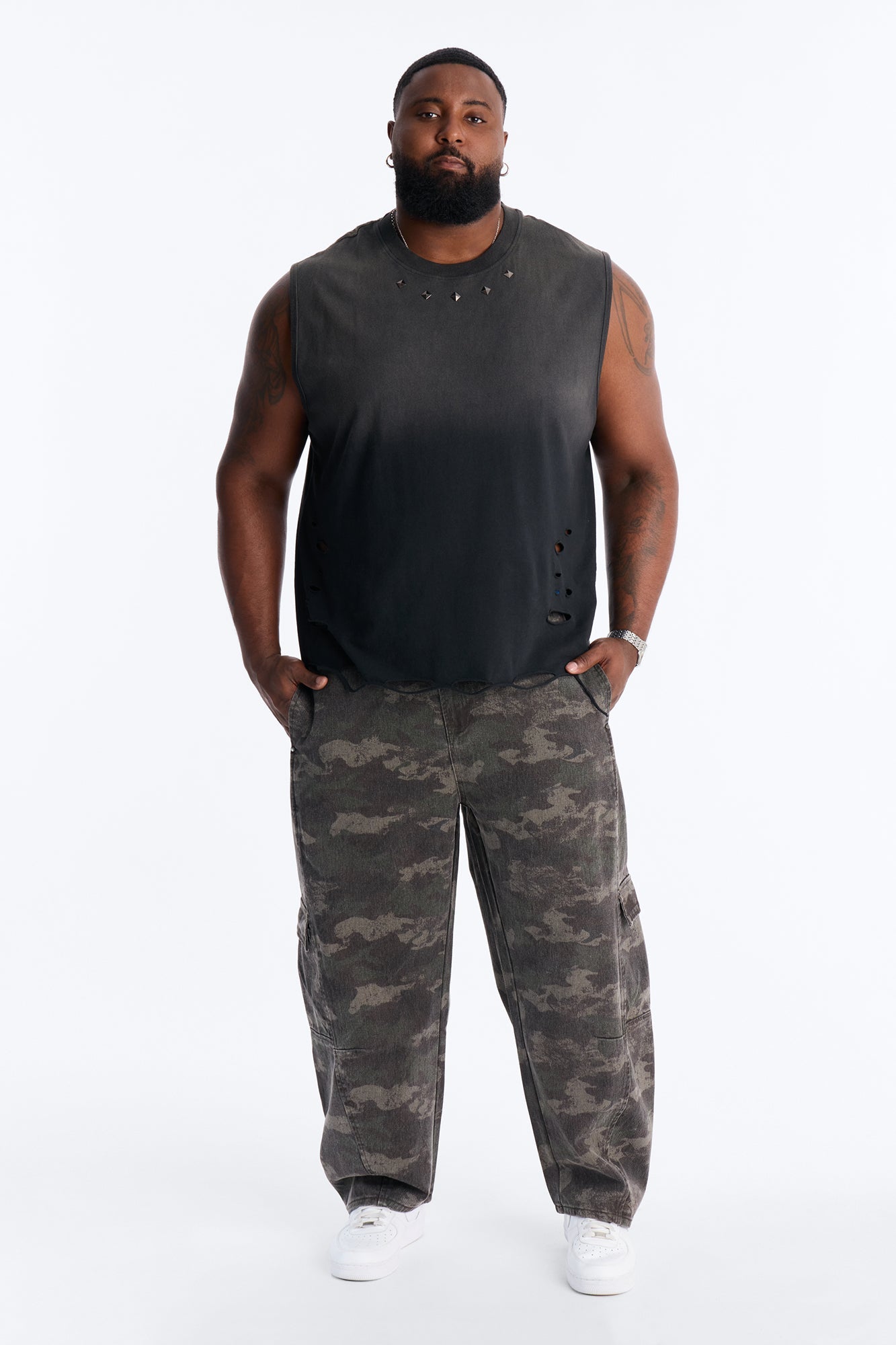 Combat Seams Barrel Jeans - Camouflage