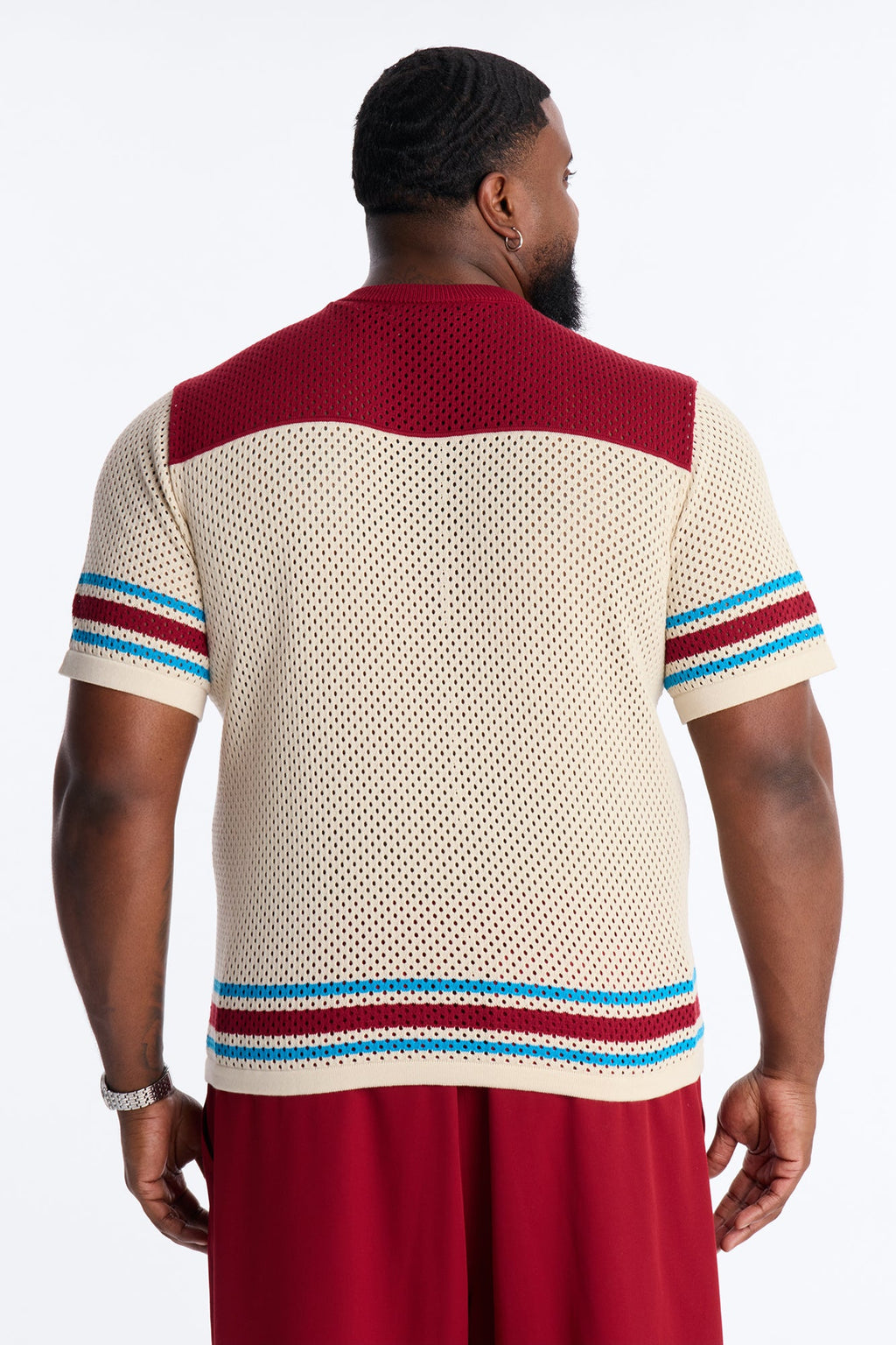 33 Striped Short Sleeve Jersey - Burgundy/combo