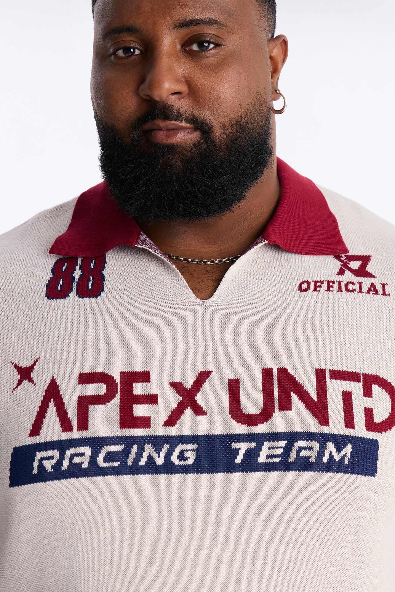 Apex United Johnny Collar Knit Top - Burgundy/combo