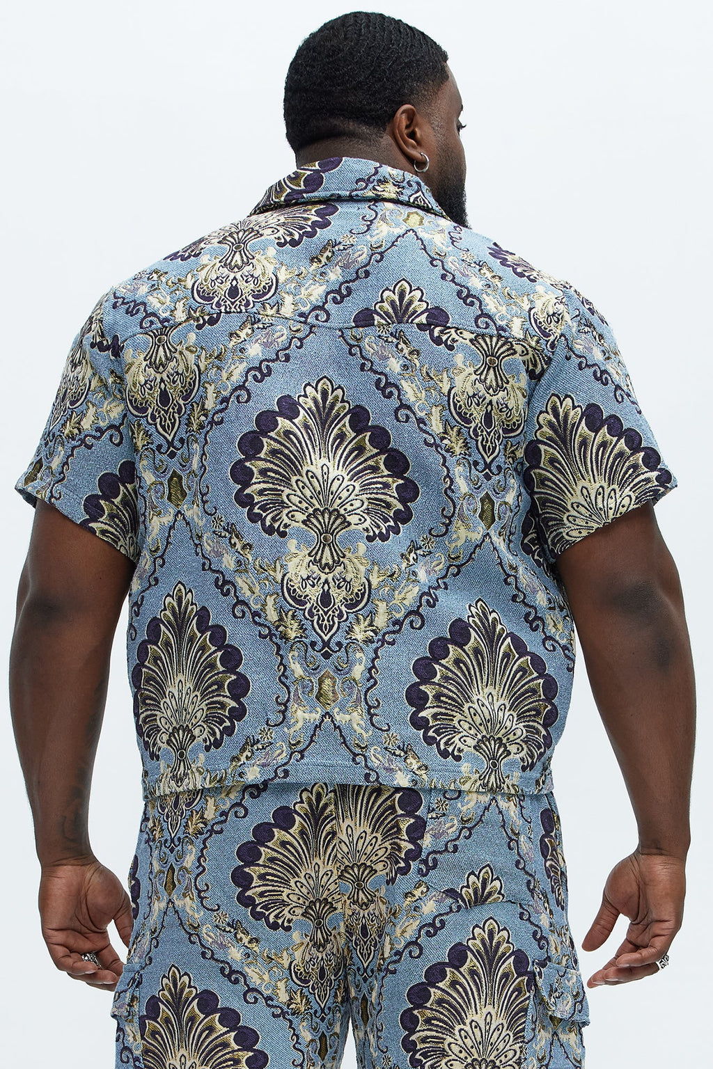 Highland Tapestry Short Sleeve Button Up Shirt - Blue/combo
