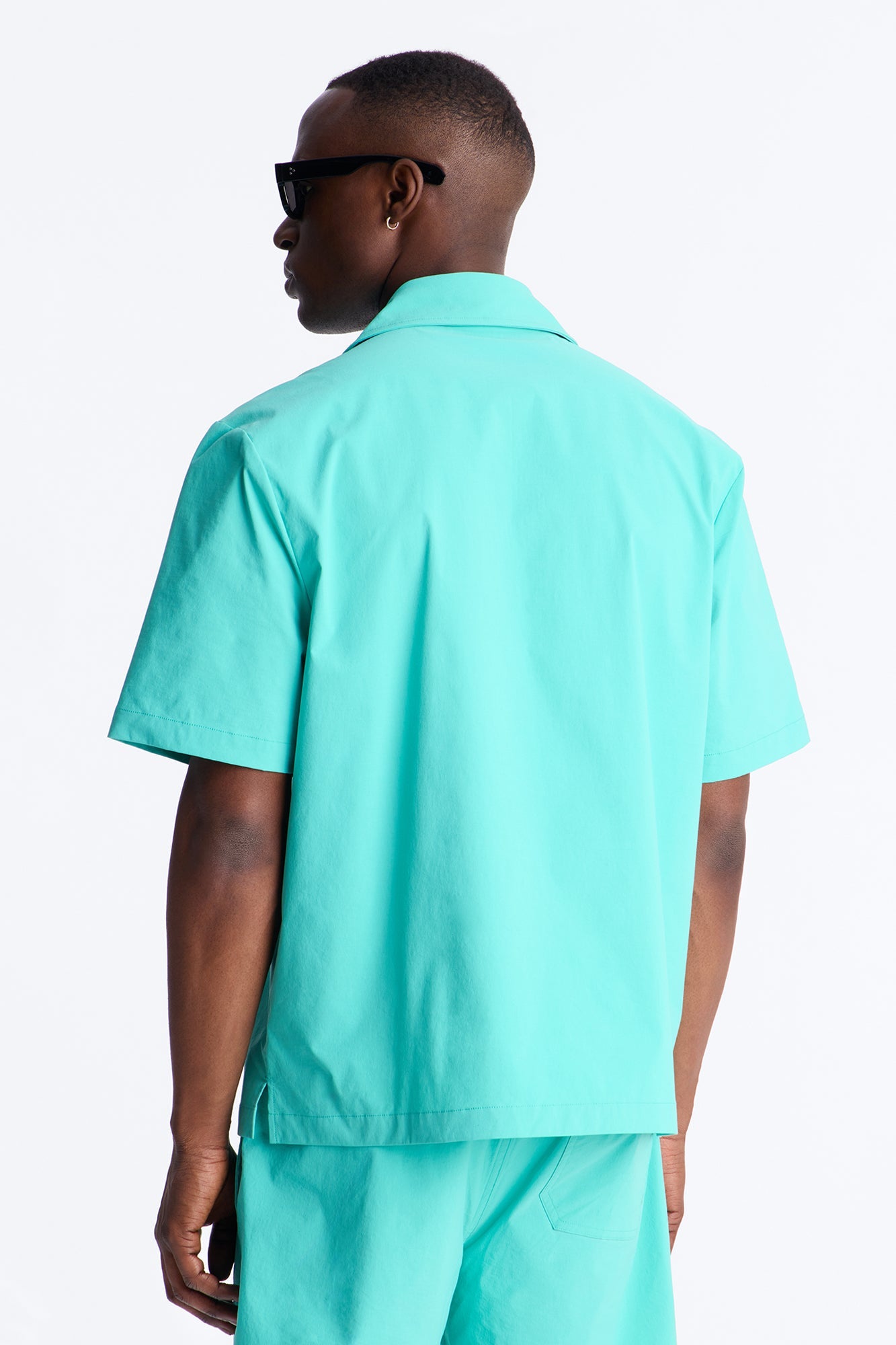 Montez Cuban Collar Button Up Shirt - Teal