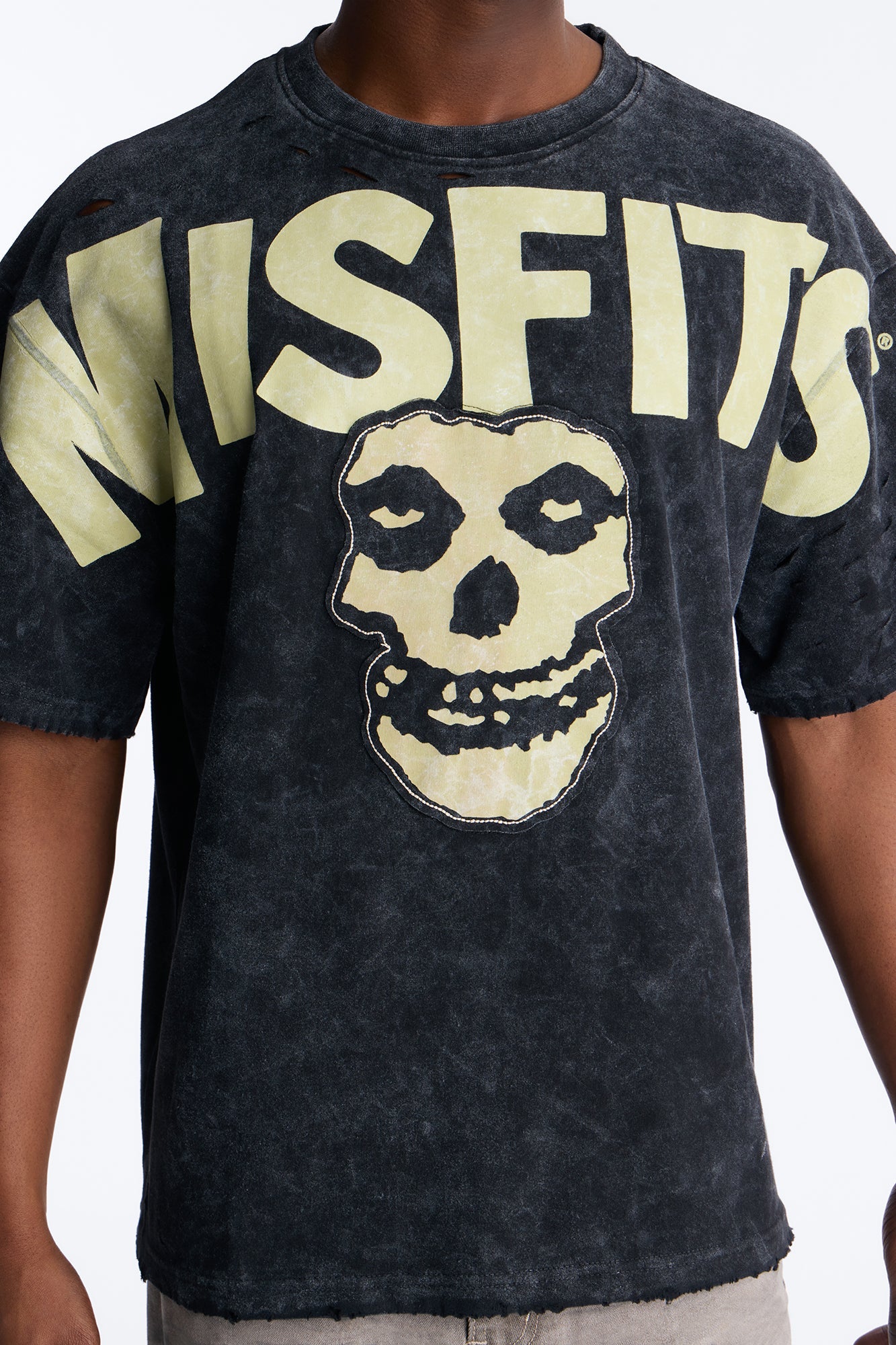 Misfits Destroyed Mineral Wash Short Sleeve Tee - Black