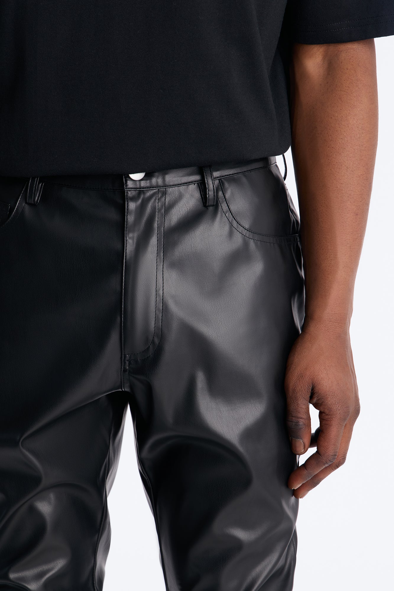 Skinny Ultra Stacked Faux Leather Pant - Black