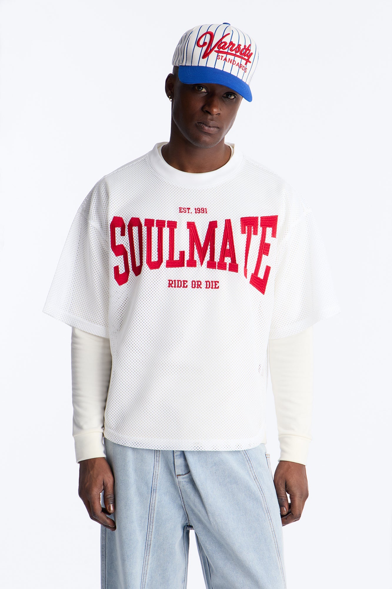 Soulmate Open Hole Mesh Top - White