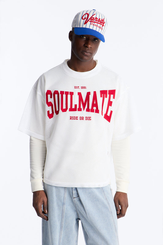 Soulmate Open Hole Mesh Top - White