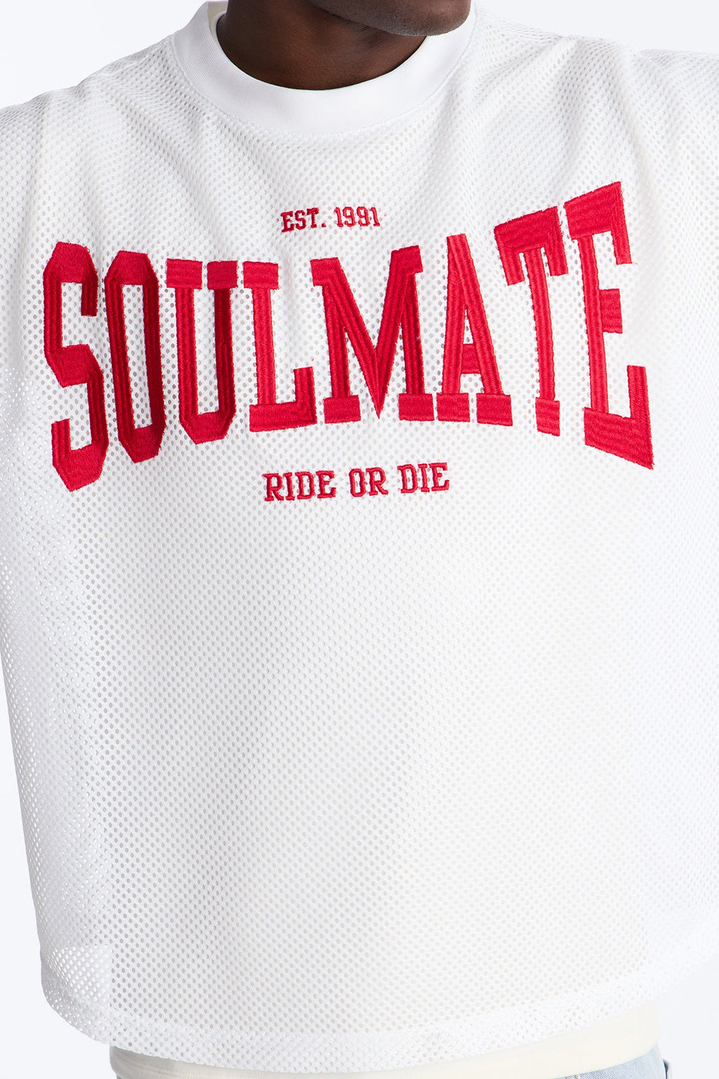 Soulmate Open Hole Mesh Top - White
