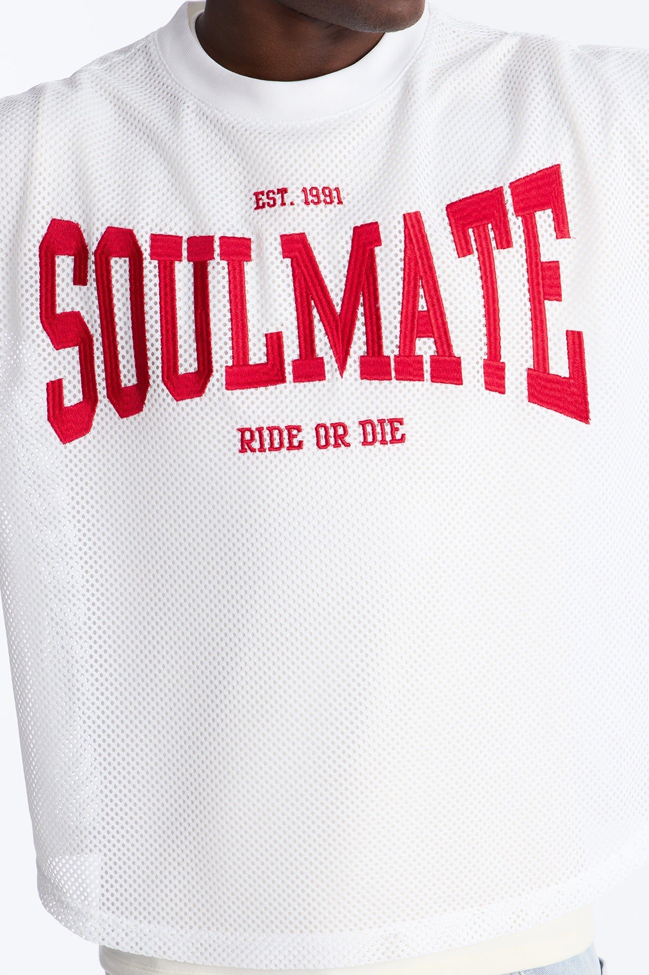 Soulmate Open Hole Mesh Top - White