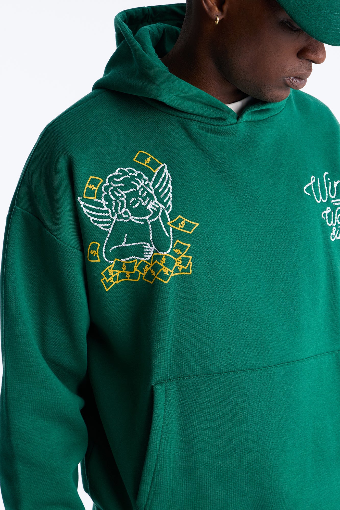 Paper Chaser Chain Stitch Oversized Hoodie - Green