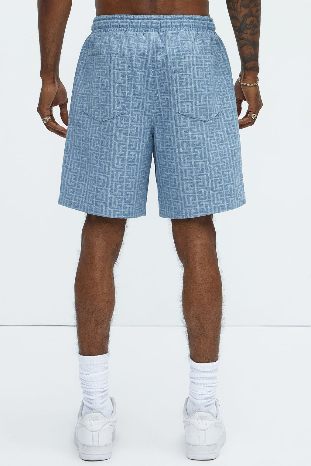 Fallon Jacquard Relaxed Shorts - Blue