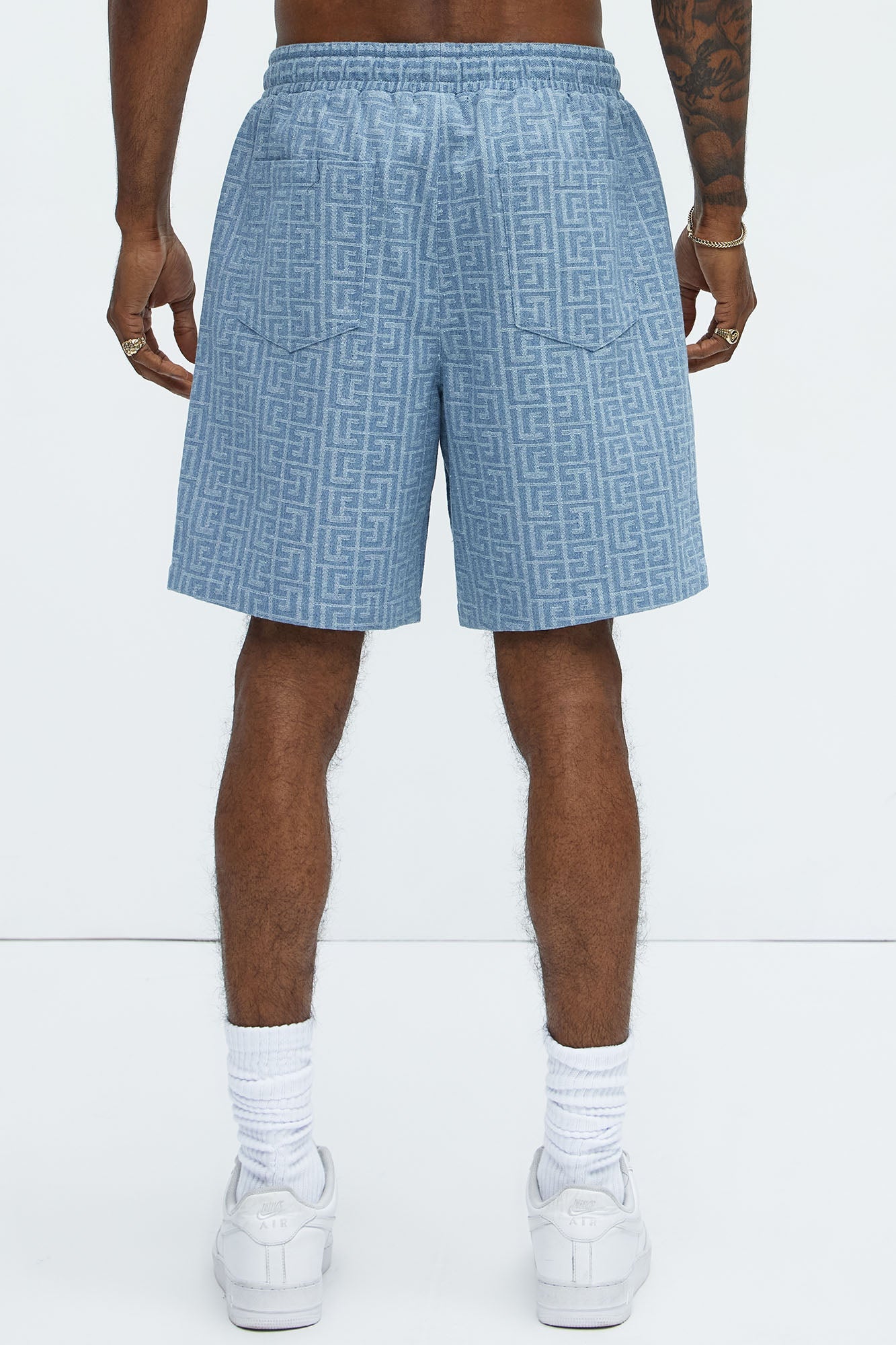 Fallon Jacquard Relaxed Shorts - Blue