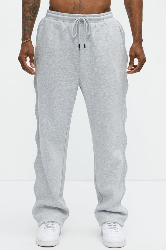 Tyson Wavy Straight Sweatpants - Heather Grey