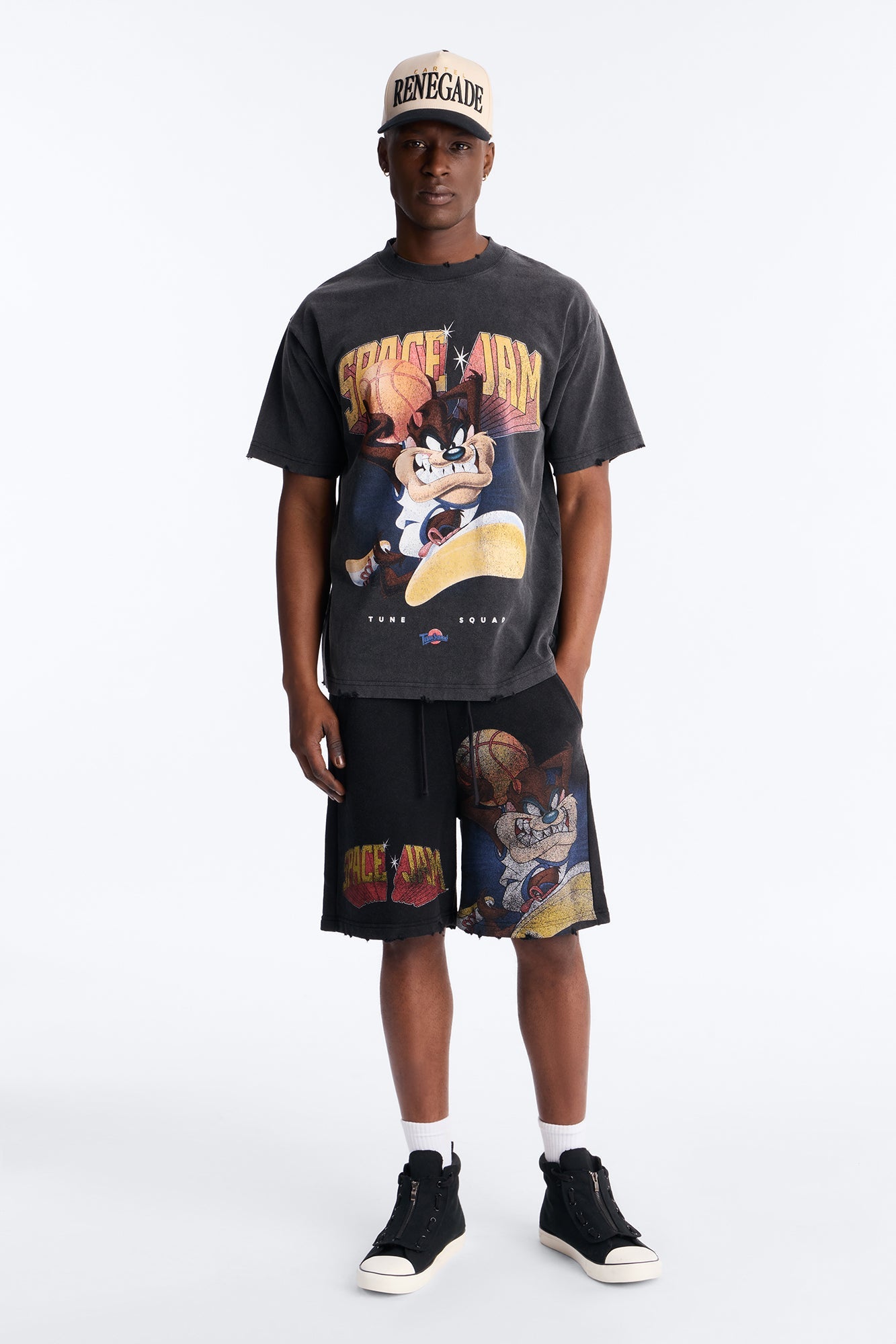 Space Jam Tune Squad Distressed Sweat Shorts - Black